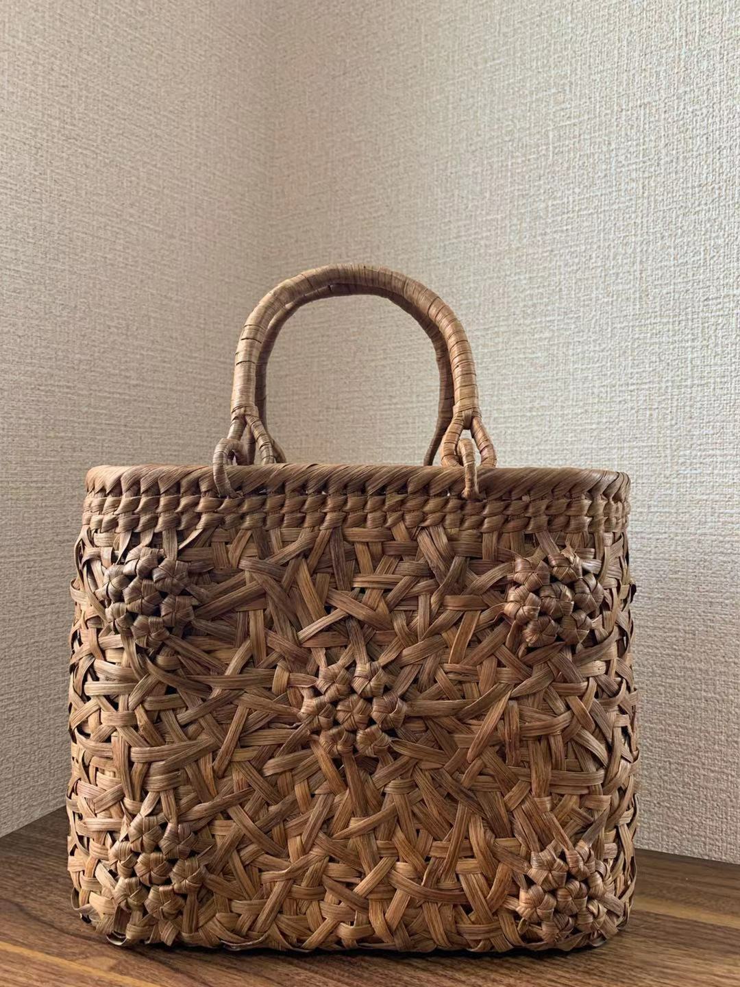 山葡萄 山葡萄かごバッグ 手作り 山葡萄籠バッグ 乱れ編み、花編み 内