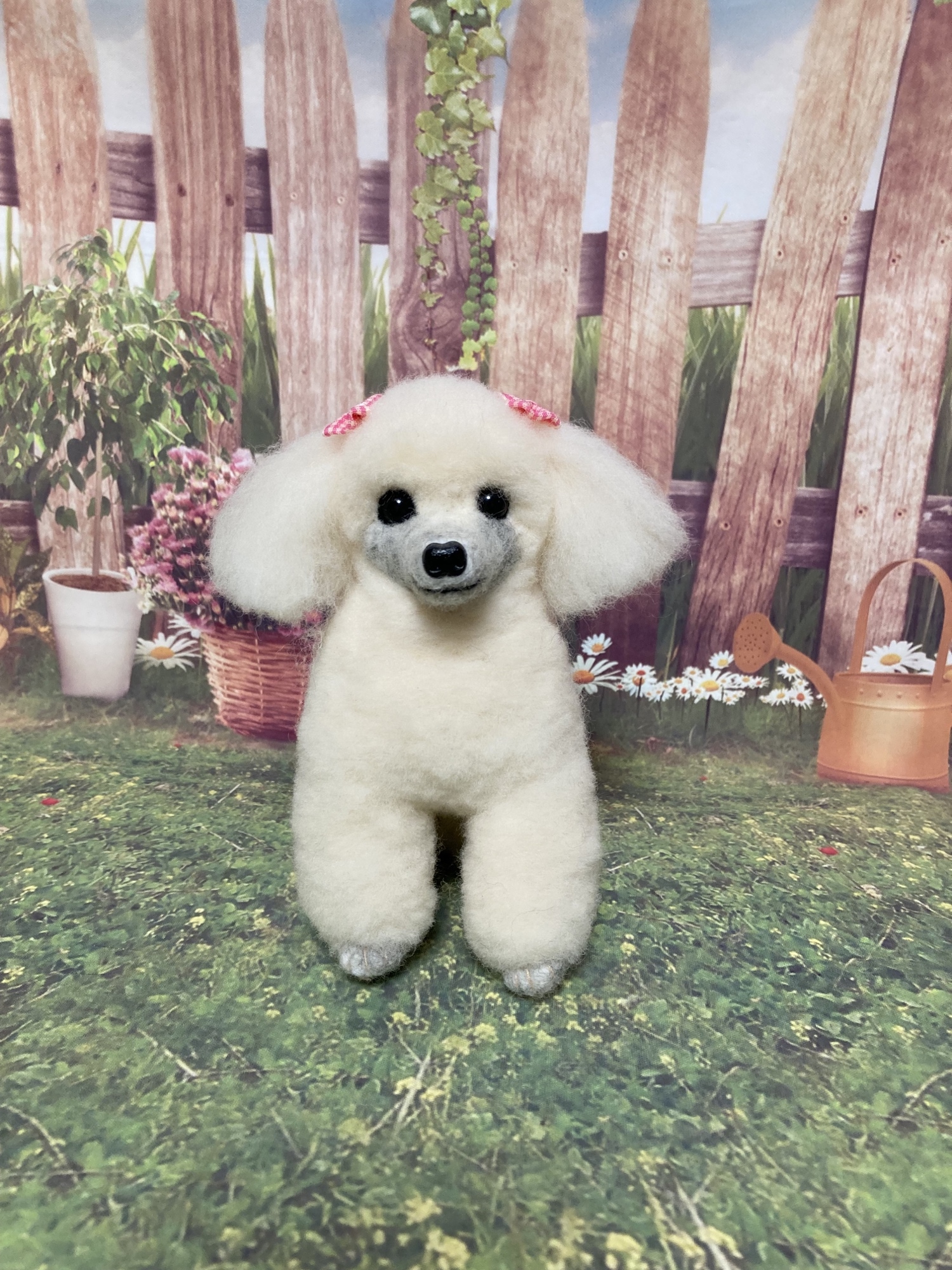 羊毛フェルト トイプードル ホワイト ラムクリップ♪ - mokomi felt