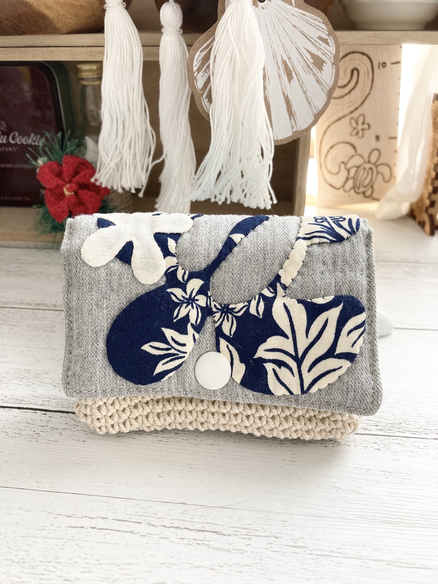 ホヌ柄ハワイアンキルトのカードケース（がま口） - YOYOMI'S GALLERY