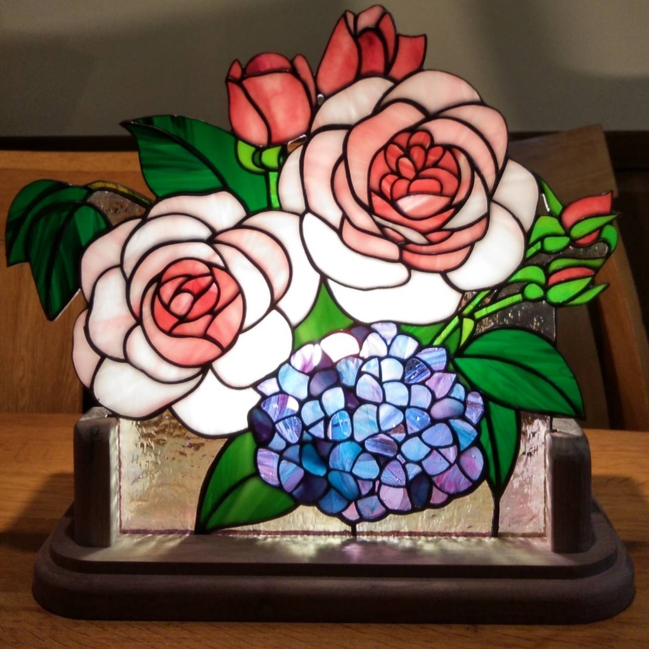 マロンケーキさま専用出品 ステンドグラスパネル 薔薇のハート