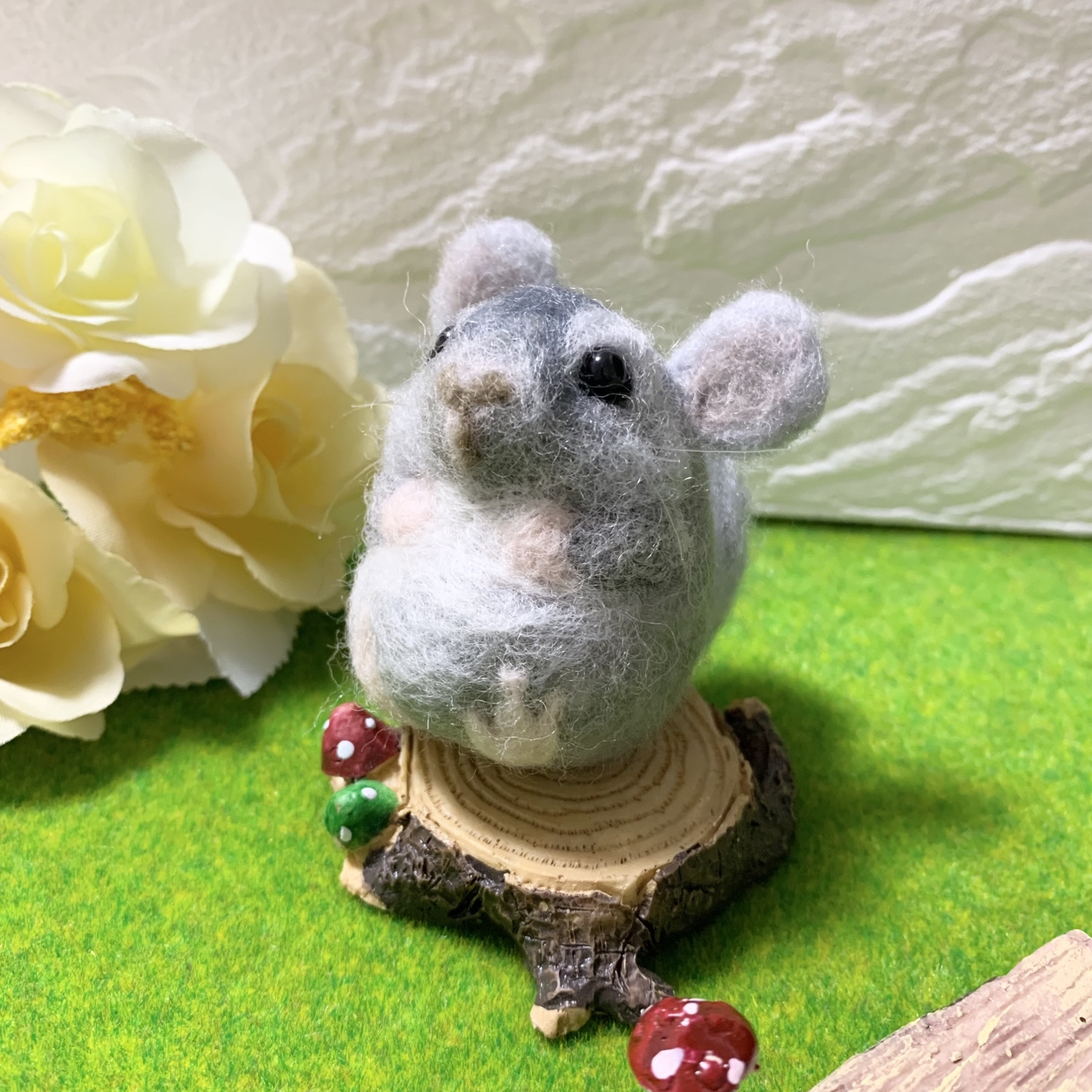 ☆ダルメシアンハムスターぬいぐるみ☆ 羊毛フェルトアートドール 置物