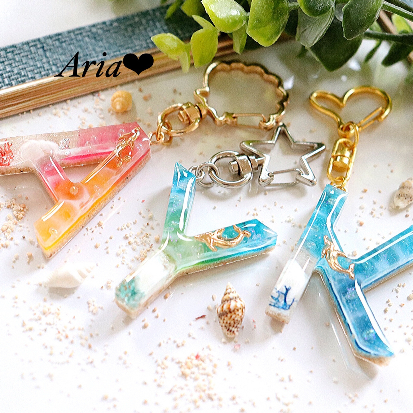 マリンワールドのアルファベットイニシャルキーホルダー☆キーチャーム