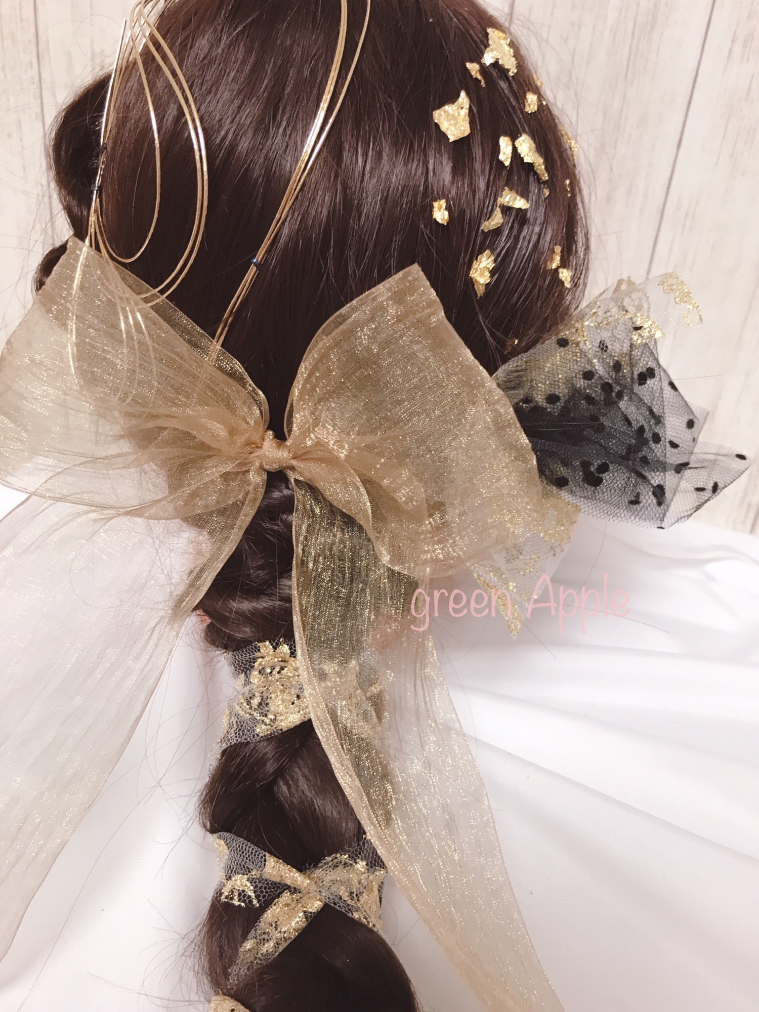 ゴールドリボン髪飾り♥️水引 金箔ヘアアレンジ 卒業式 成人式
