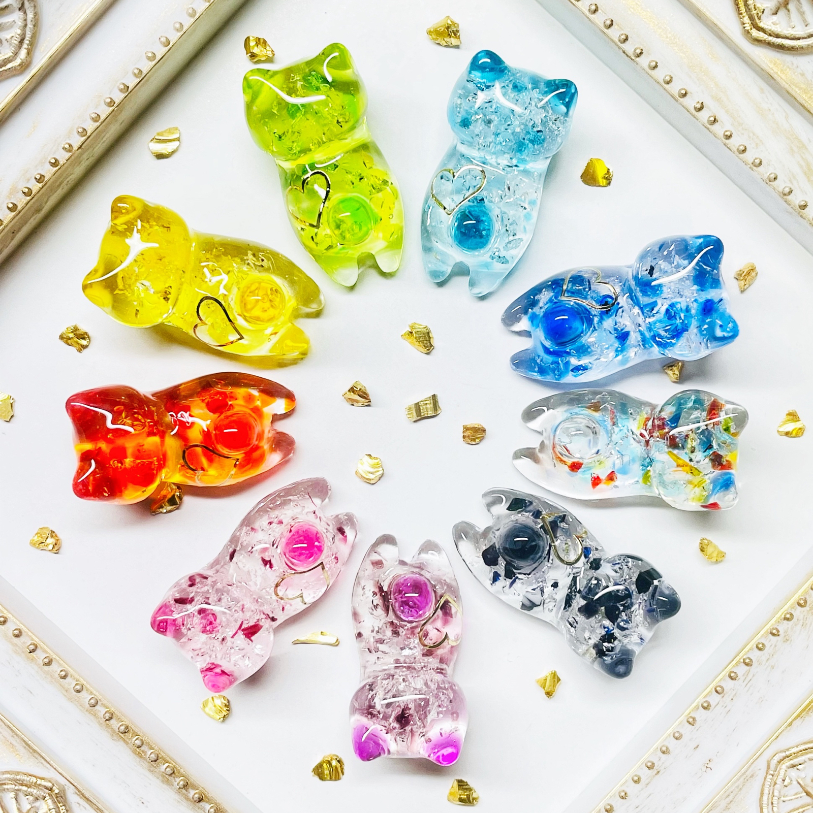 受注】☆琉球ガラス☆ぐでねこ☆チャーム キーホルダー レジン - mnm