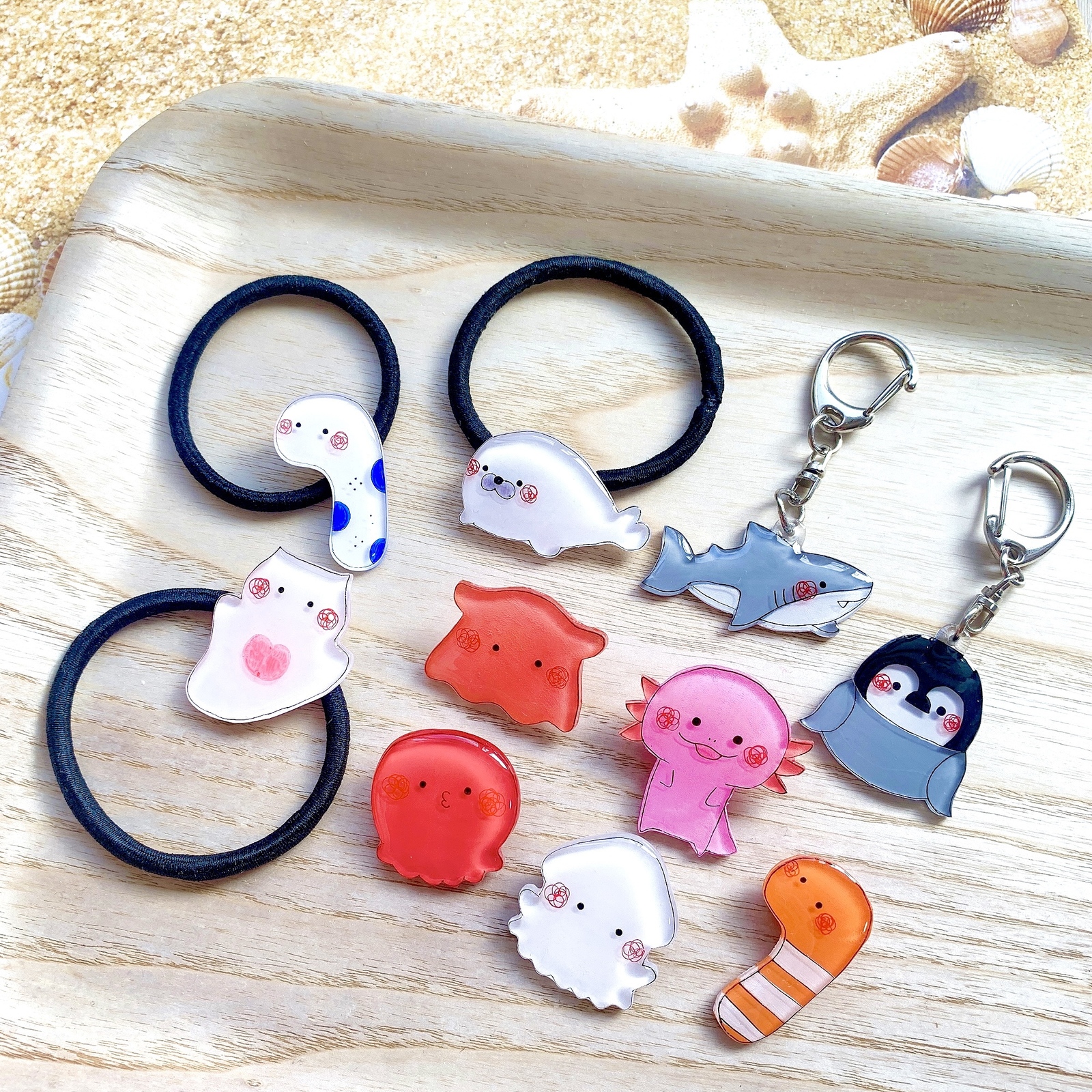 海の生き物 ヘアゴム/ブローチ/キーホルダー/マグネット【水族館