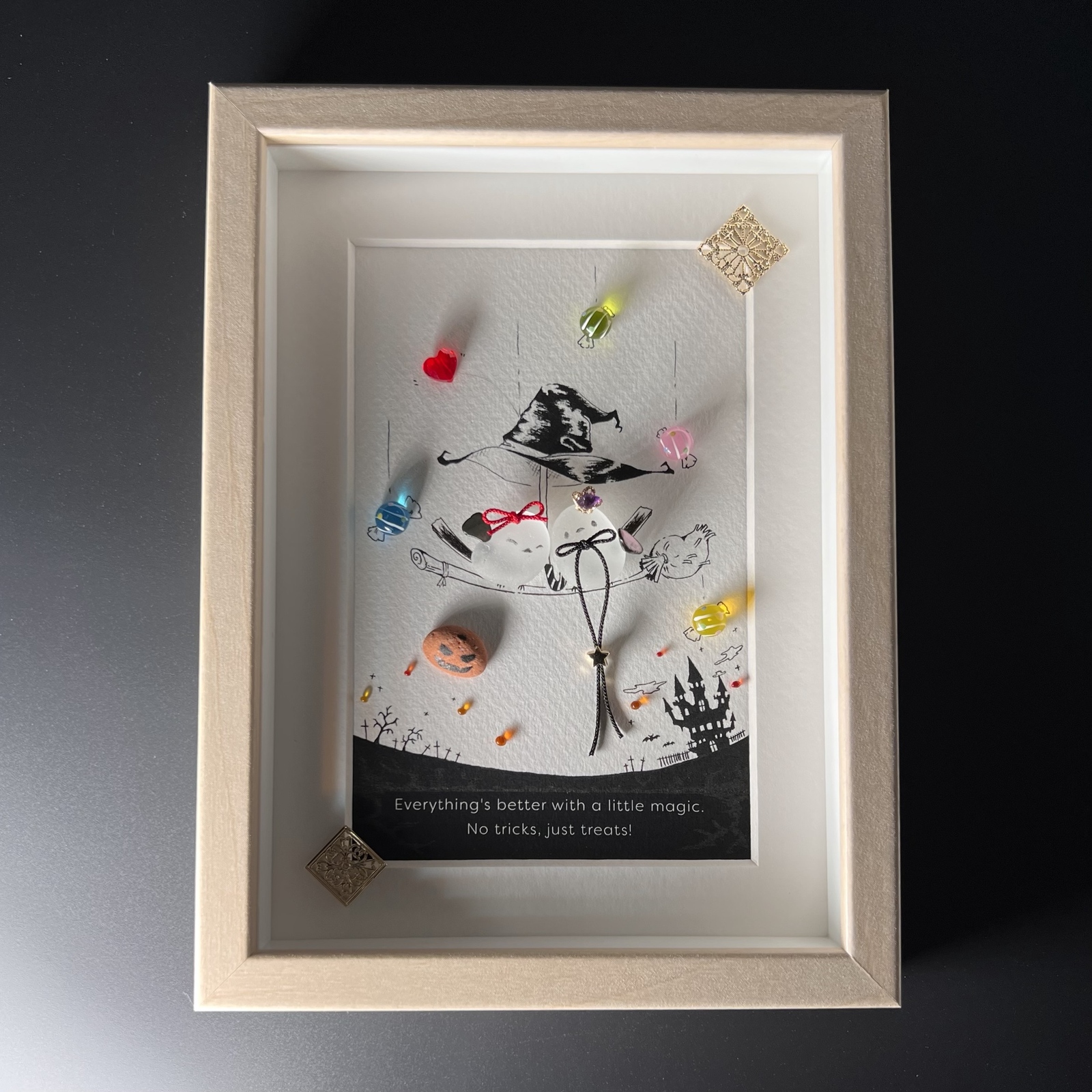 シーグラスアート『七夕』 フレームアート/壁掛け/シーグラス/ガラス