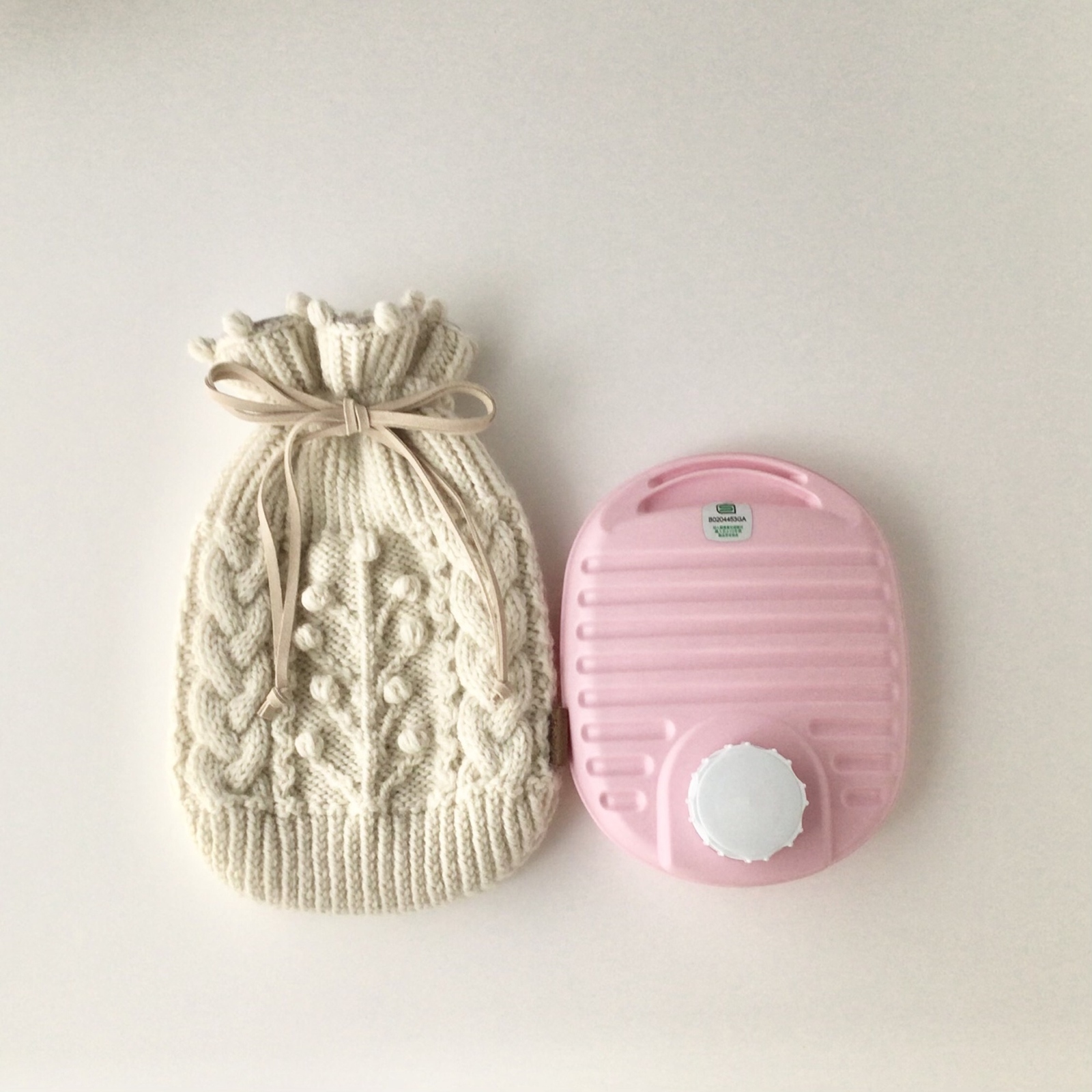 手編みの湯たんぽカバー（内布付き）《小サイズ・木の実模様