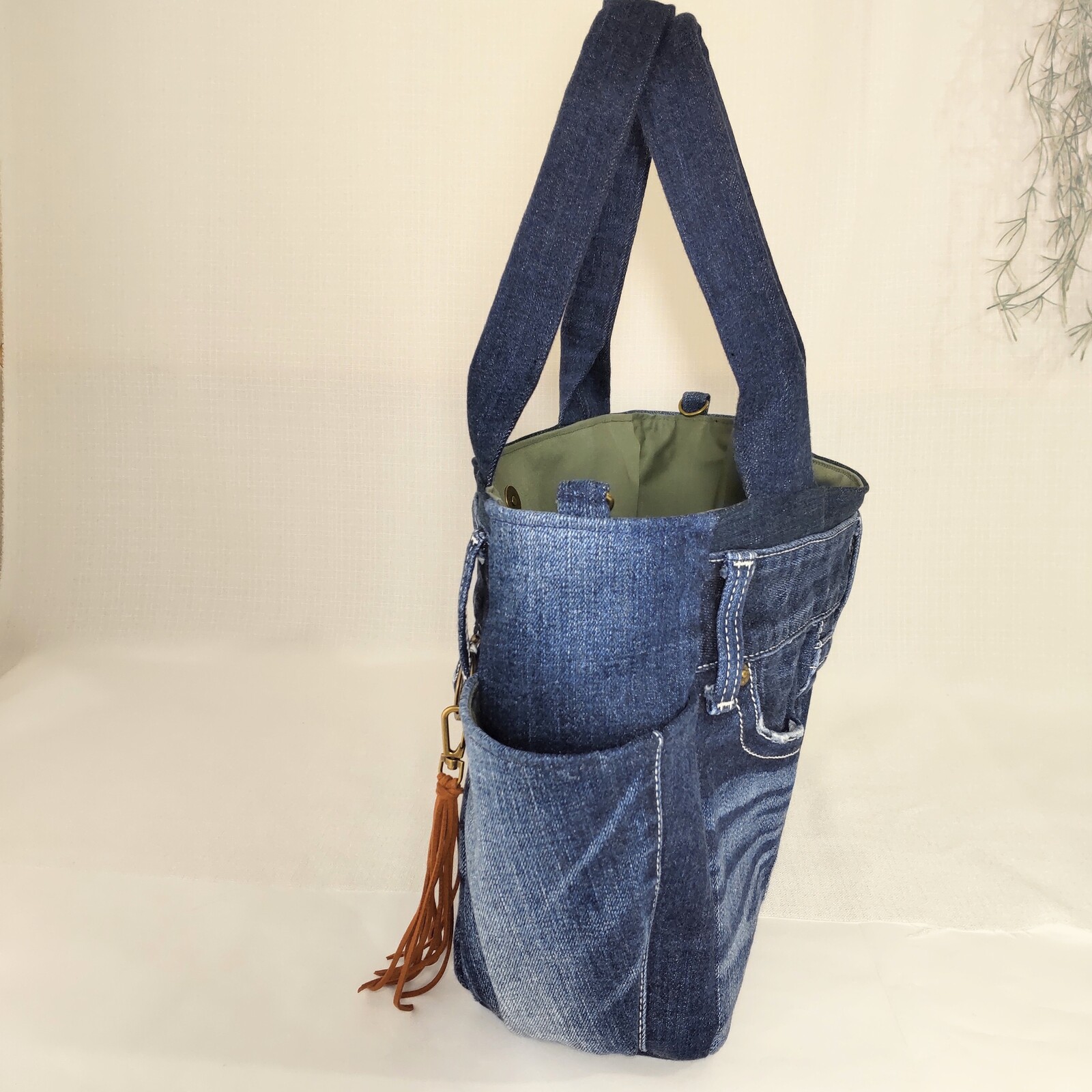 デニムリメイク トートバッグ サイドポケット - sizukokoro | minne