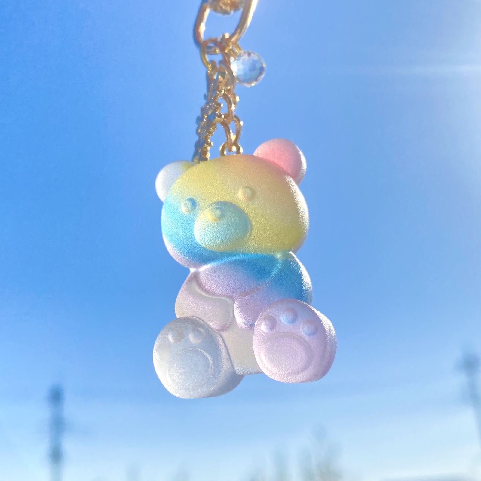 虹色 くまちゃん 箱推し レジンキーホルダー 推し活 推し色 チャーム