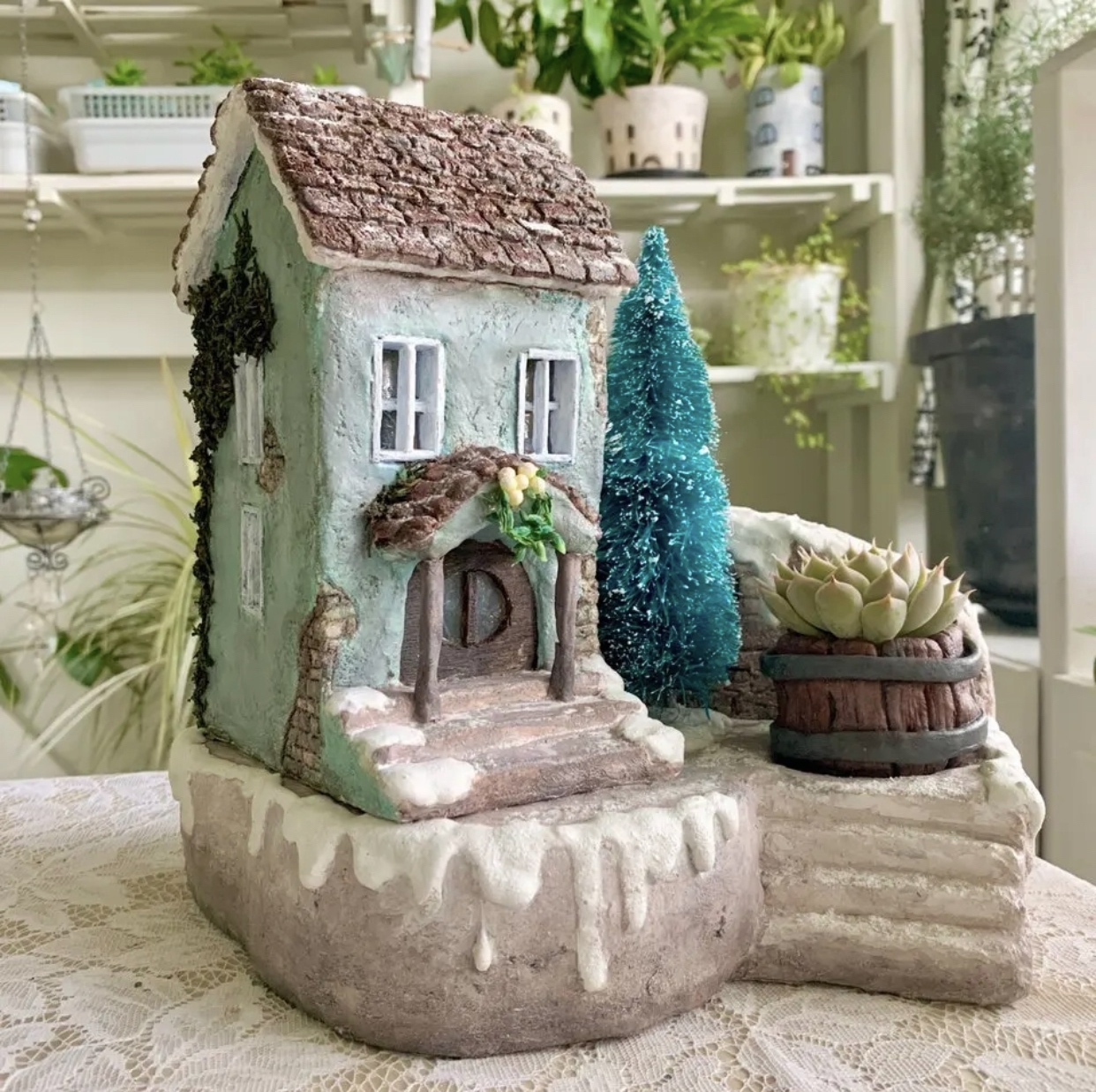 pikamiyu様専用】ソーラーライトのモルタルハウス（冬の世界