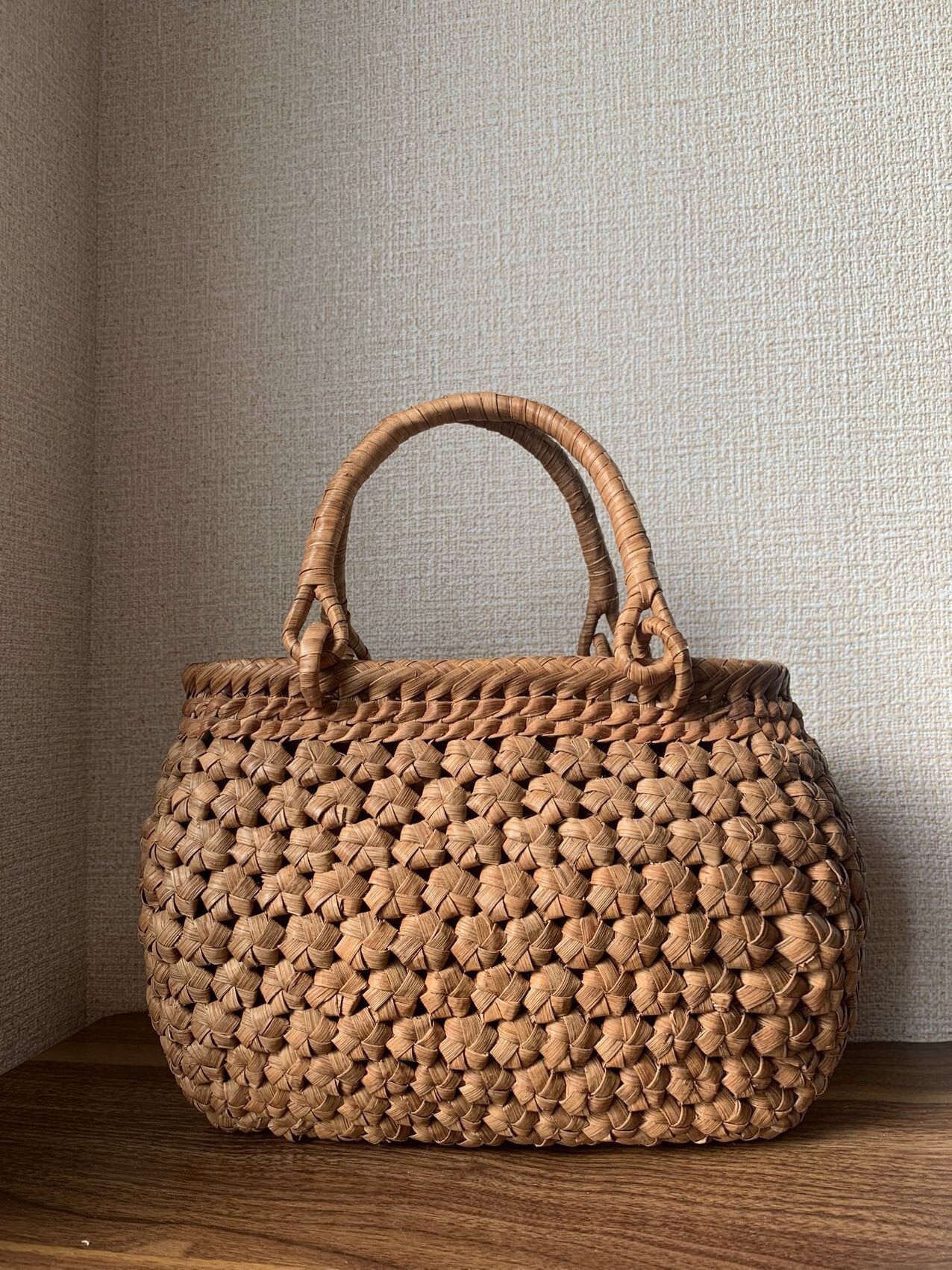 山葡萄 山葡萄かごバッグ 手作り 山葡萄籠バッグ 花編み 内布付き