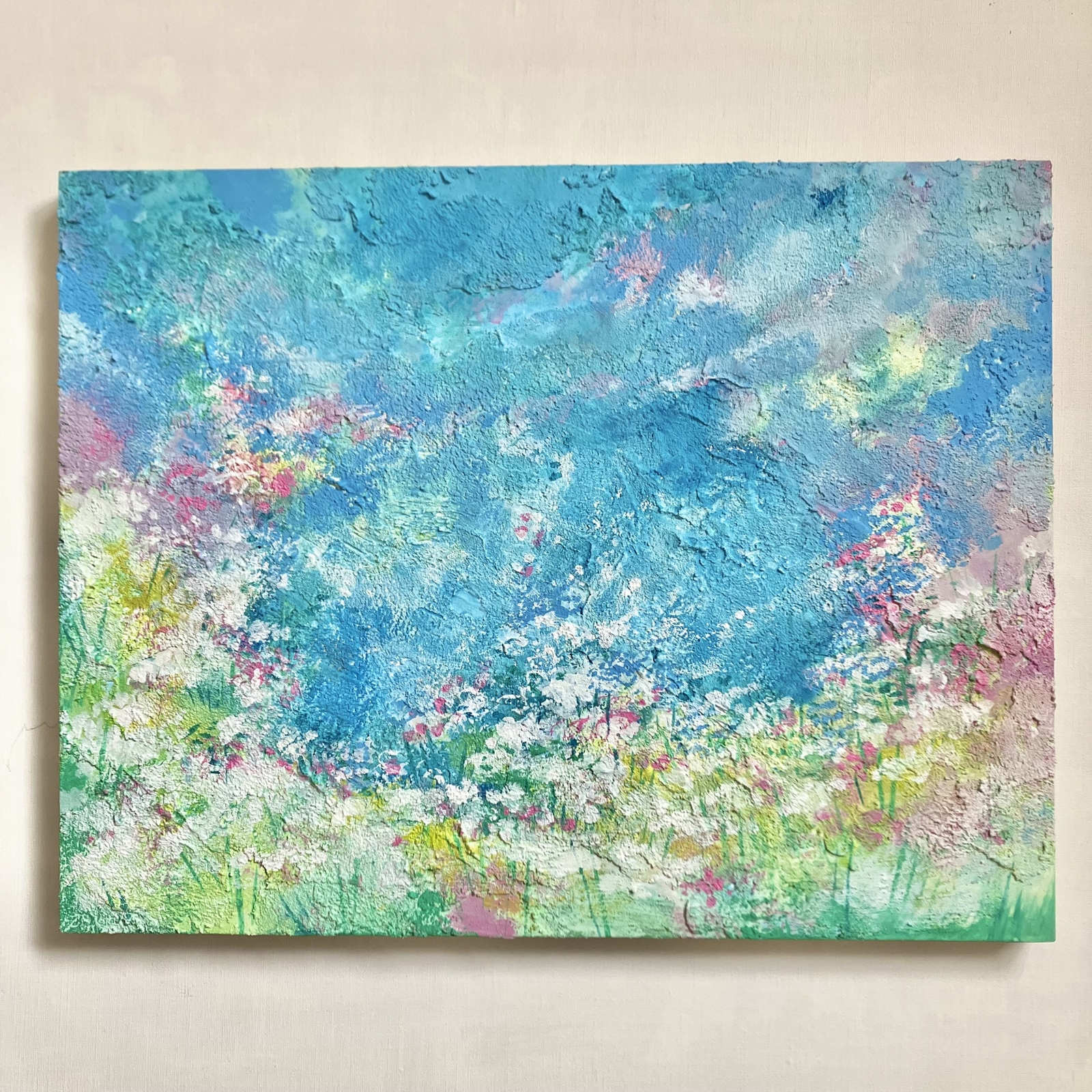 bloom＊31.8×41㎝ 絵画 原画 アクリル画 テクスチャーアート 風景画