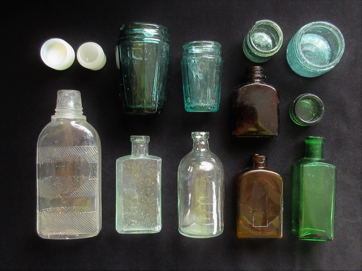 良質漂着レトロ瓶セット①（金平糖瓶、ヘチマコロンなど） - AMULE