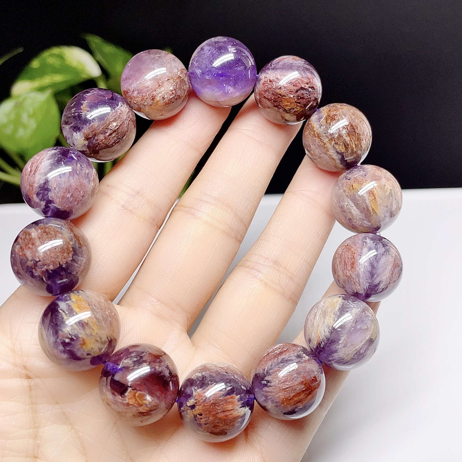 超美品】 ガーデンアメジスト 庭園紫水晶 ブレスレット 天然石 1