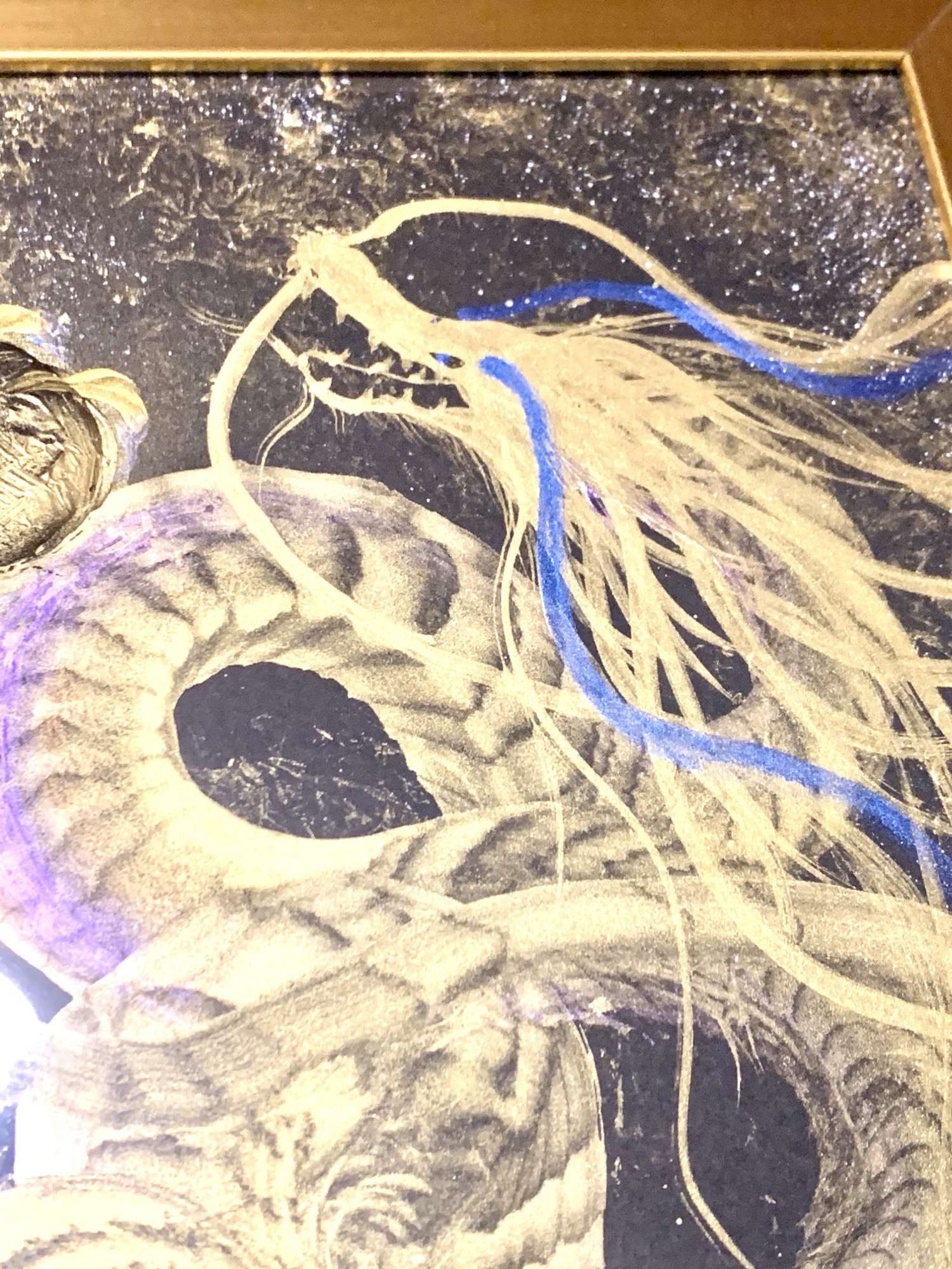 金龍】 龍神エネルギーアート✨縁起物 一筆龍 絵画 置物 龍 隕石 開運