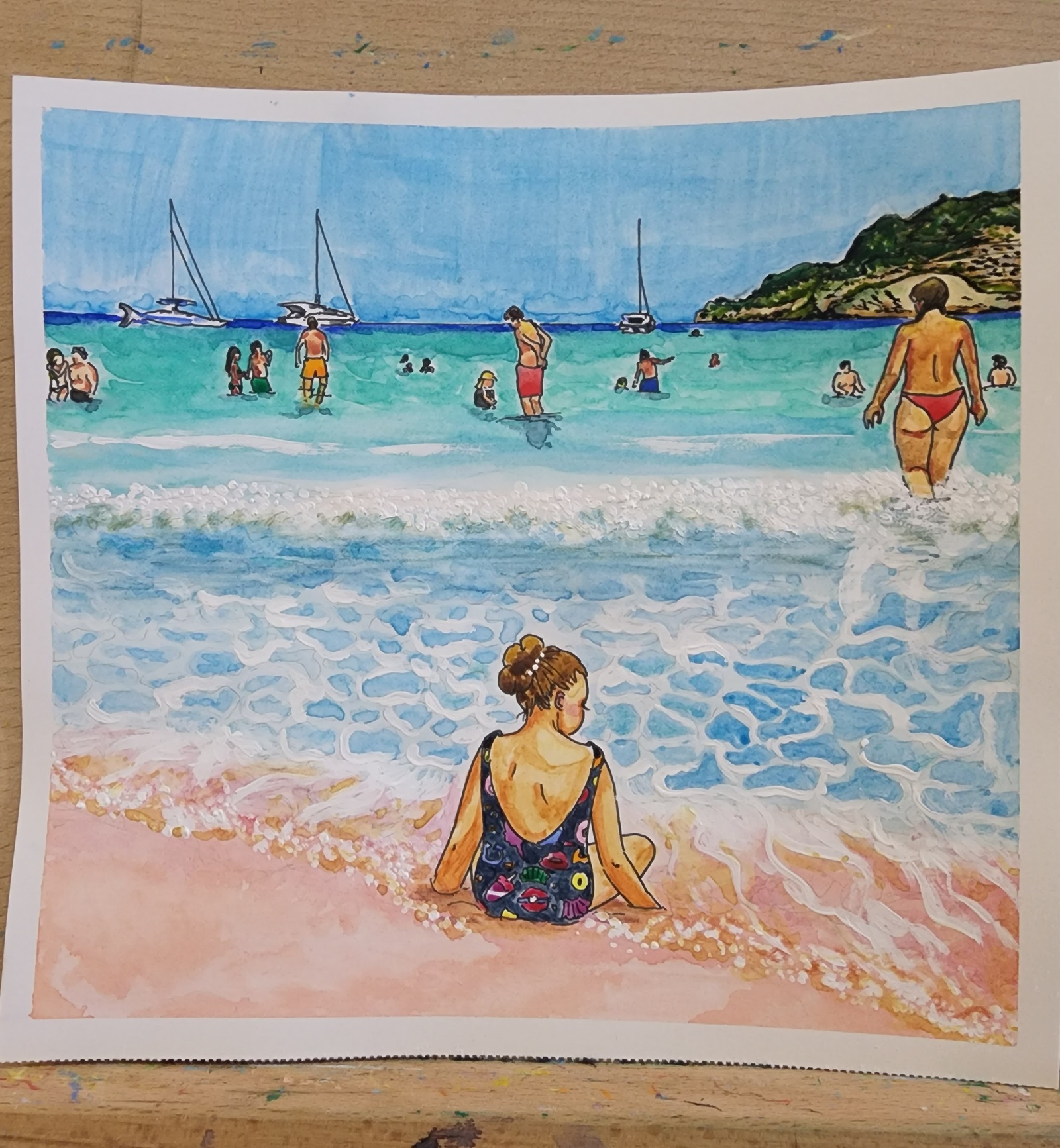 水彩 イラスト 海の絵 - ☆ハッピーカラー☆ | minne byGMOペパボ 国内