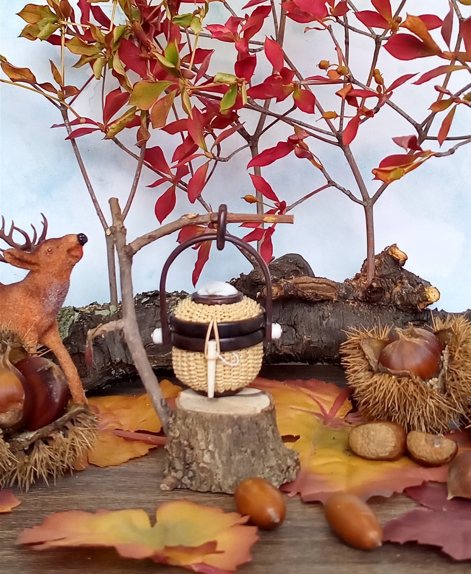 蓋付きミニナンタケットバスケット（人工象牙版）1インチ - Taka