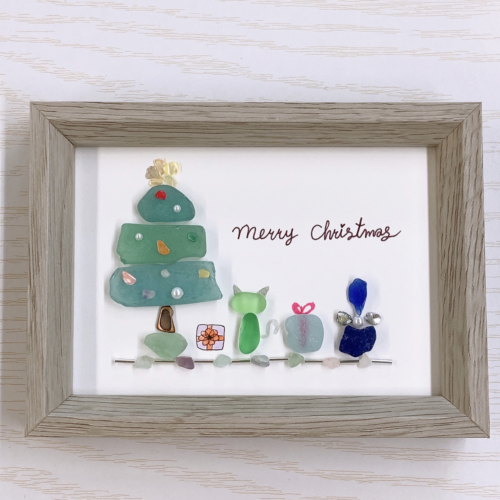 シーグラスアート ねことクリスマスツリー🐈🎄 - tsunpen | minne