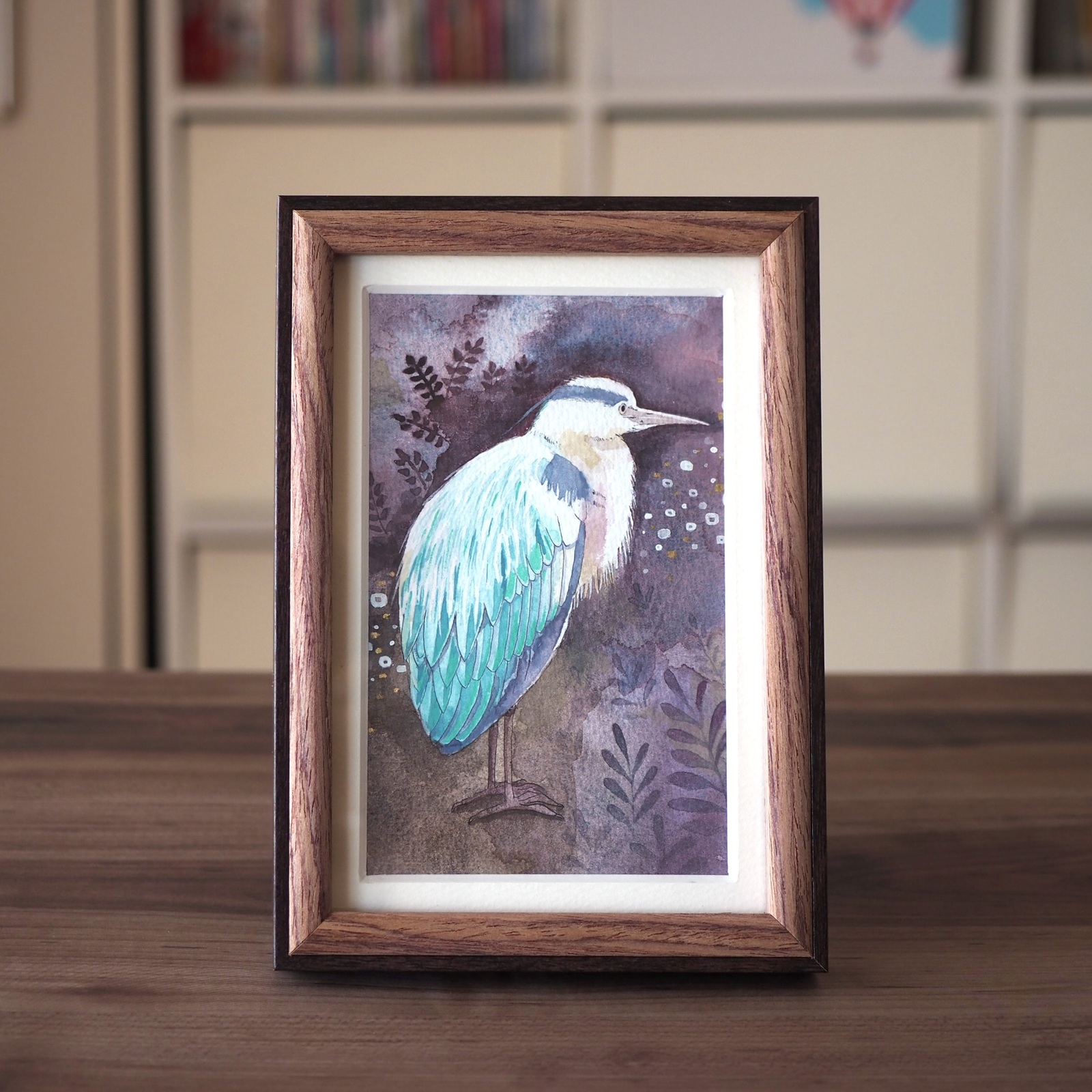 原画「シマエナガの道案内」イラスト・水彩画・ペン画・ミニ額入