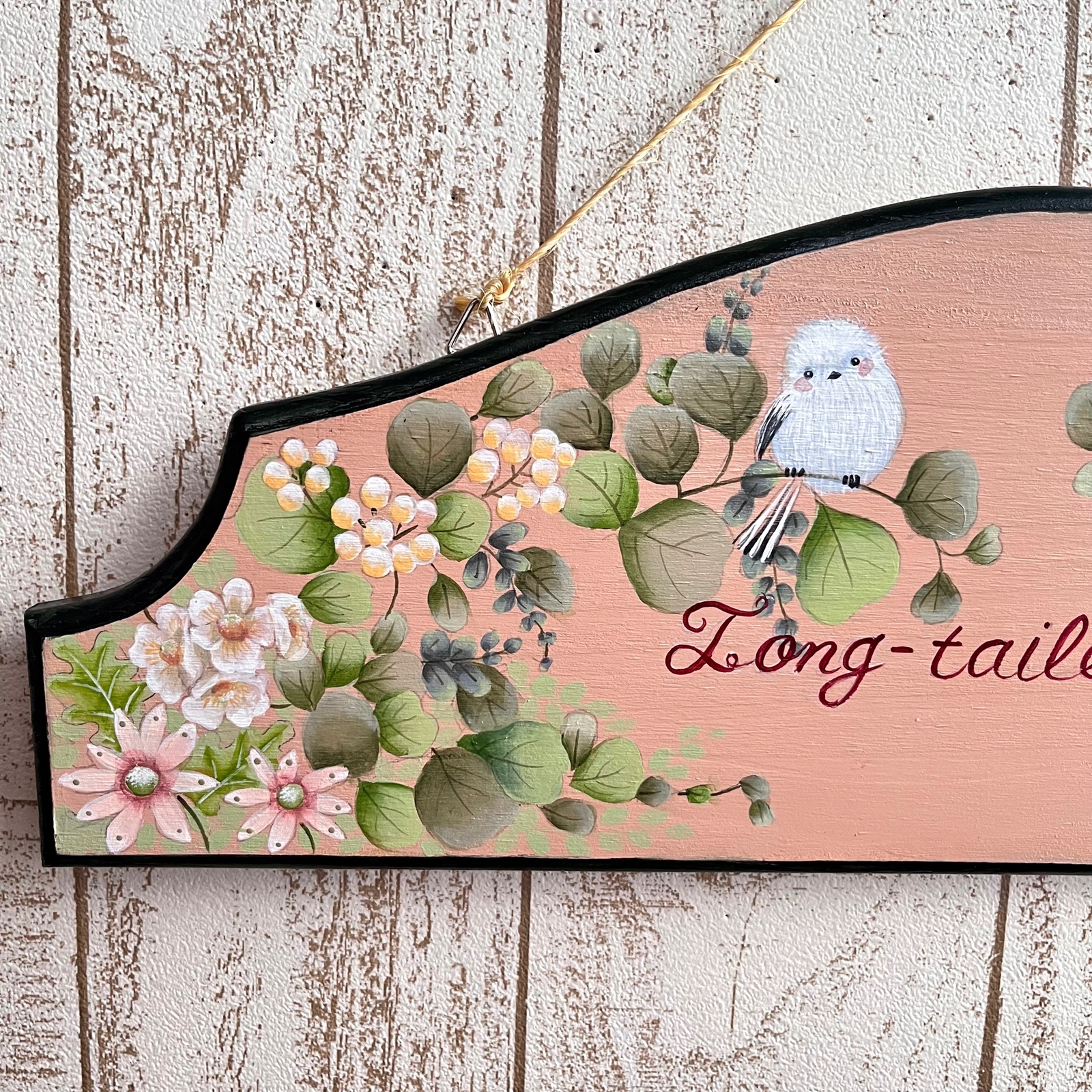 送料込み】トールペイント シマエナガ✳︎壁掛けプレート - 手作り雑貨