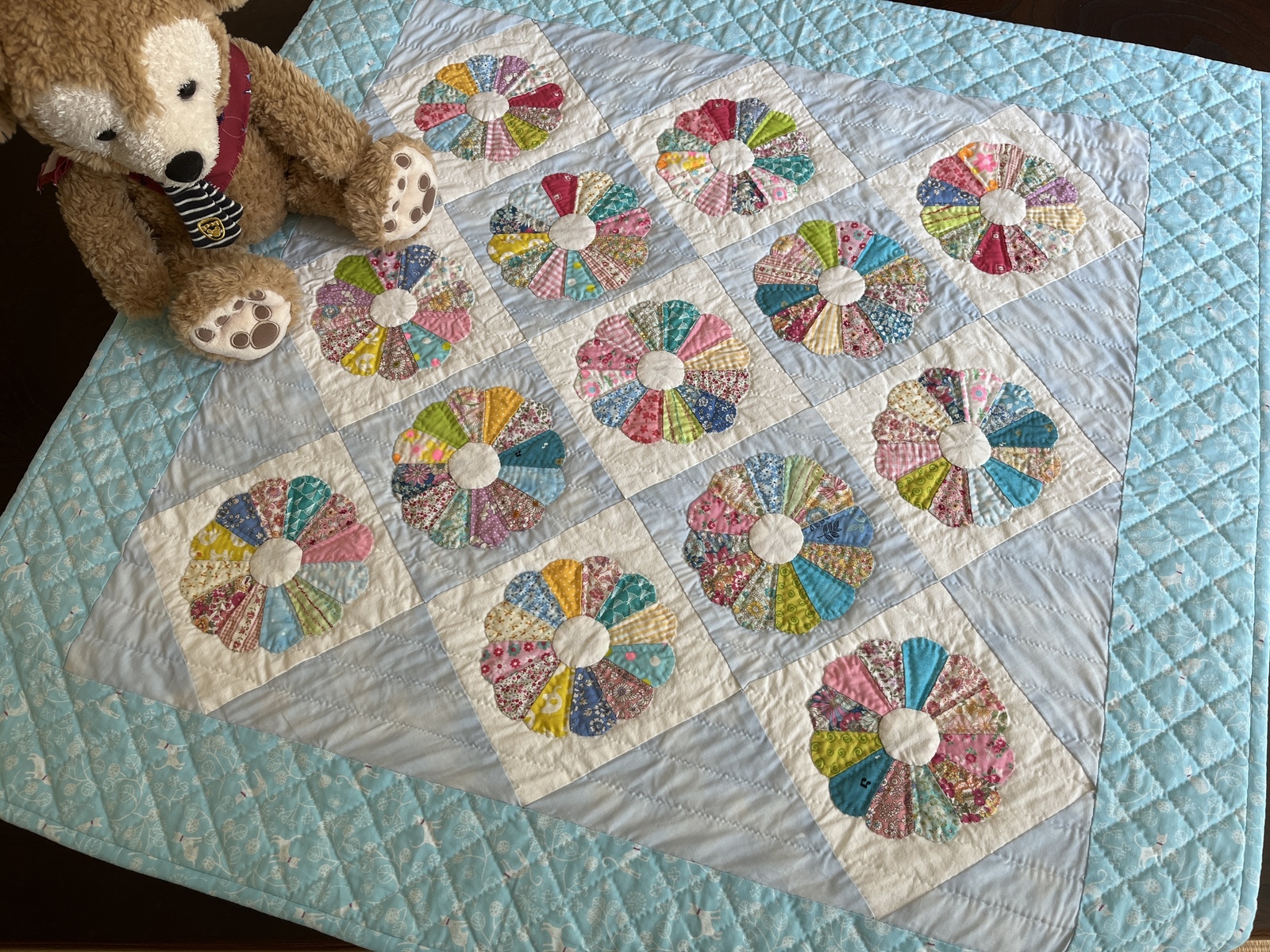 涼しいブルーのお花のベビーキルト タペストリー - Craft miho | minne