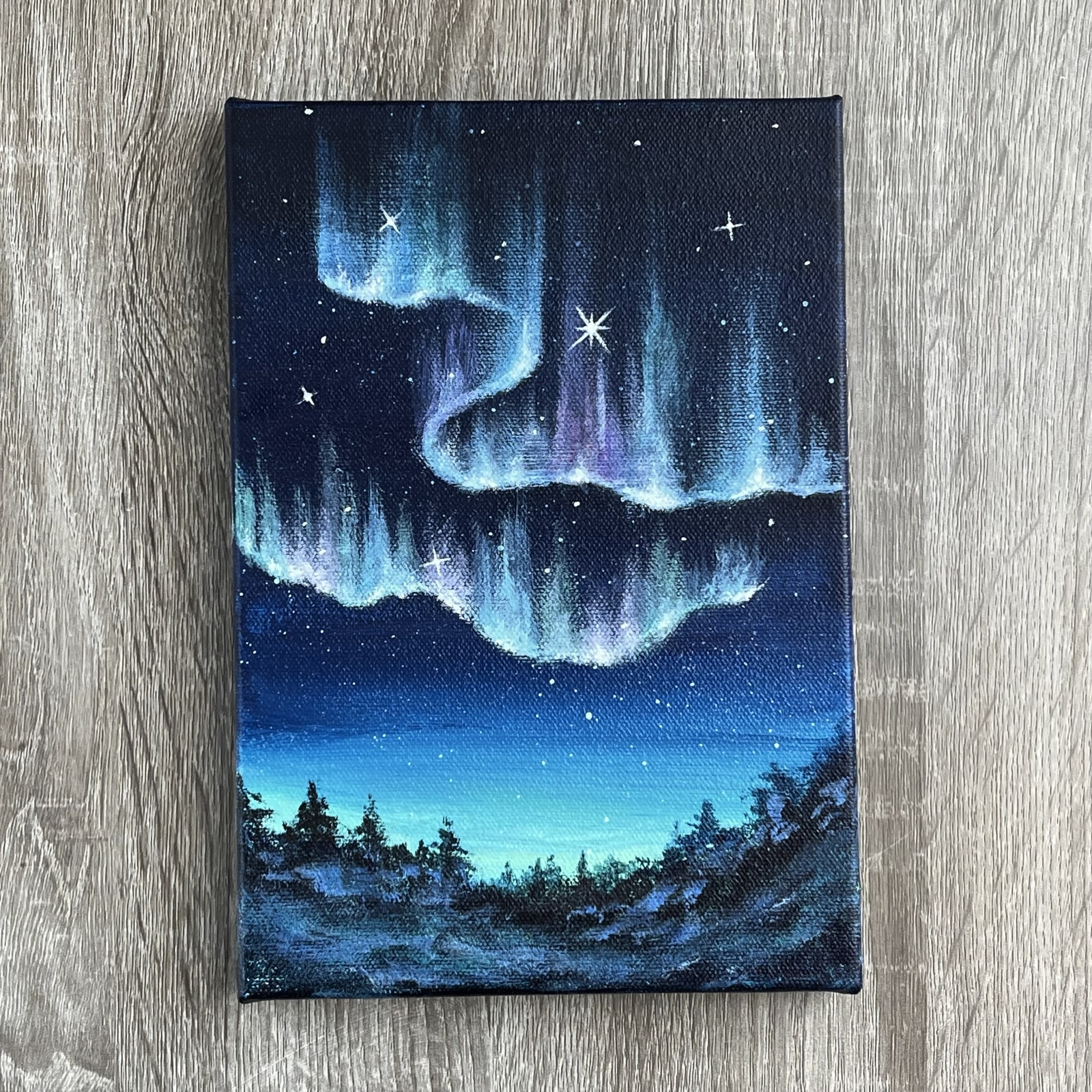 ✴︎ アクリル画《原画》✴︎ オーロラに魅せられて ✴︎ - Loncheka