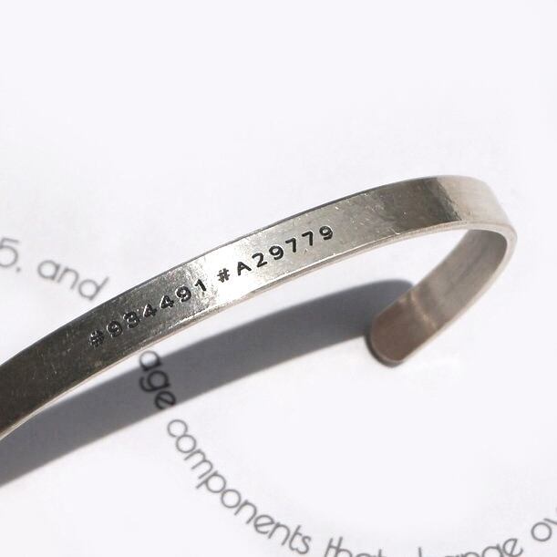 ペアブレスレットにもできる]🔹silver950🔹銀製バングル 裏刻印 表刻印