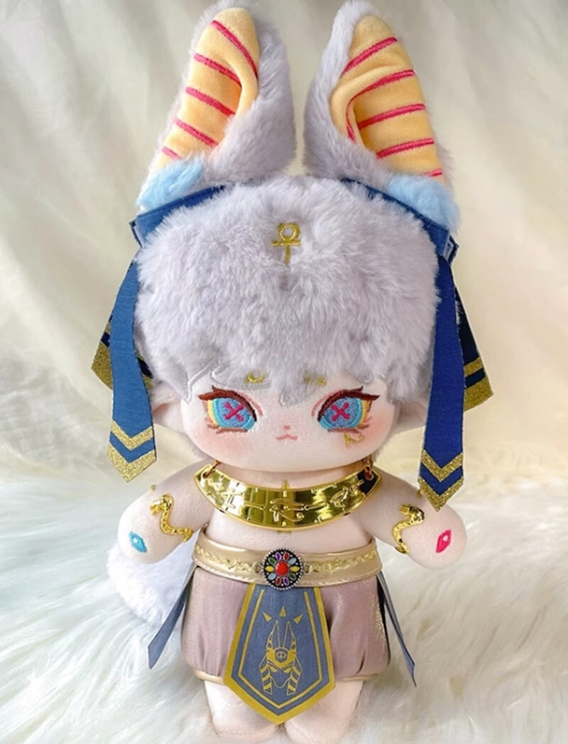 20cmぬいぐるみ 着せ替えぬいぐるみ エジプト双子 アヌビス少年 白髪青