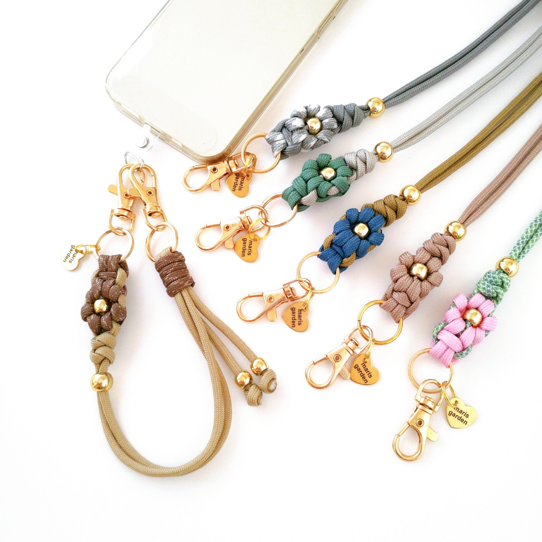 スマホ用ショルダーストラップ(パラコード編み太めタイプ) - mugipoo