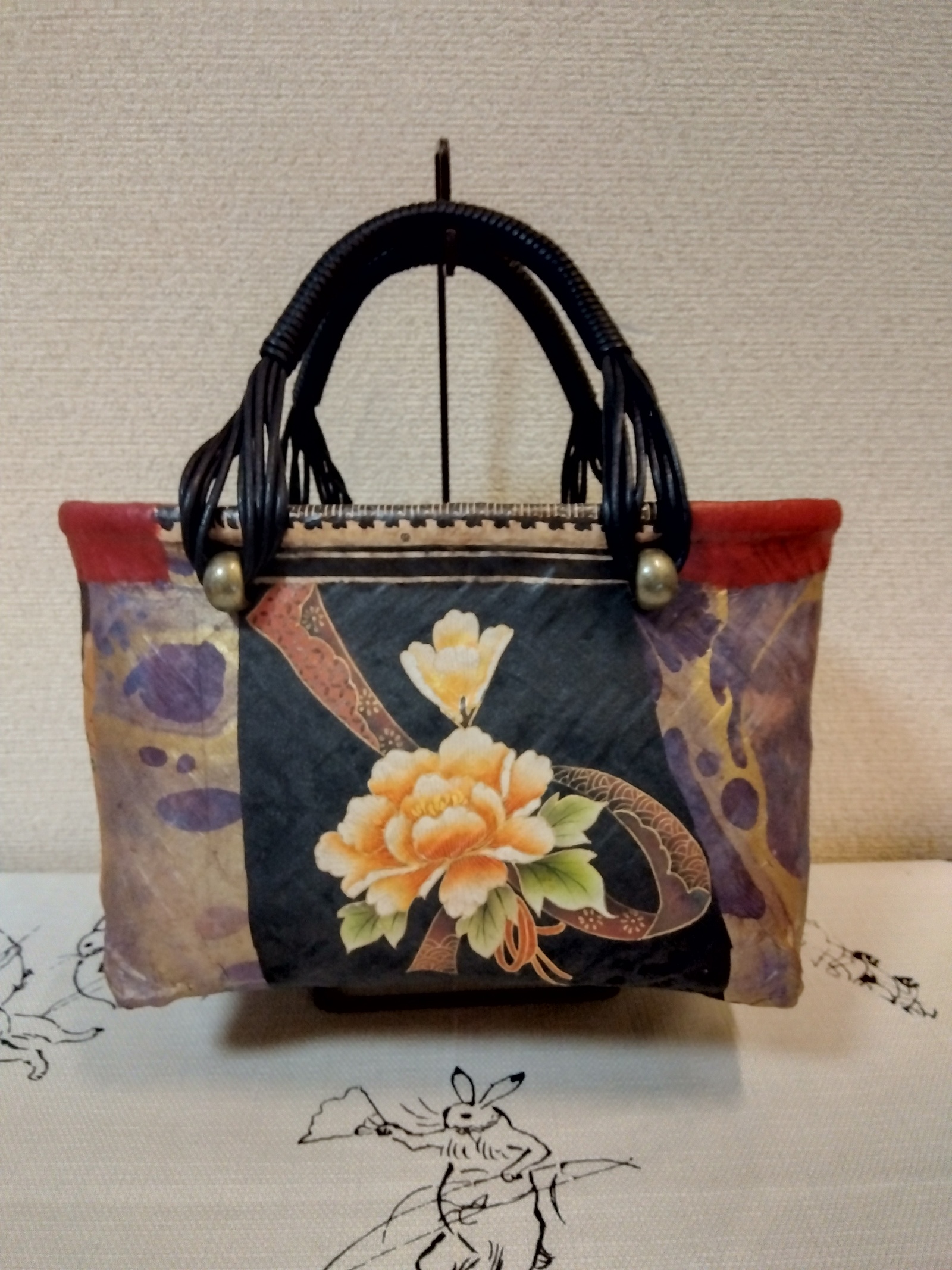 一閑張りかご（風神雷神と古文書・東山和紙） - riego55 | minne byGMO