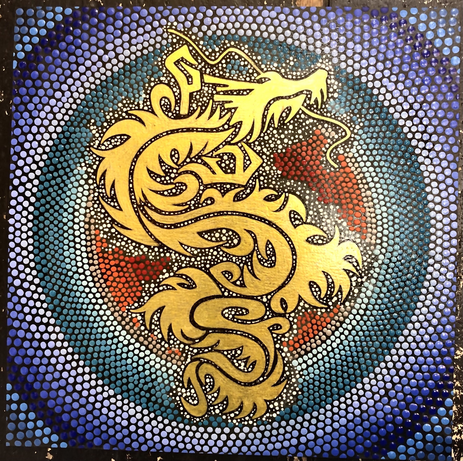 開運絵画 過去世からのメッセージ 金箔 24金 白龍 龍神様 開運絵画