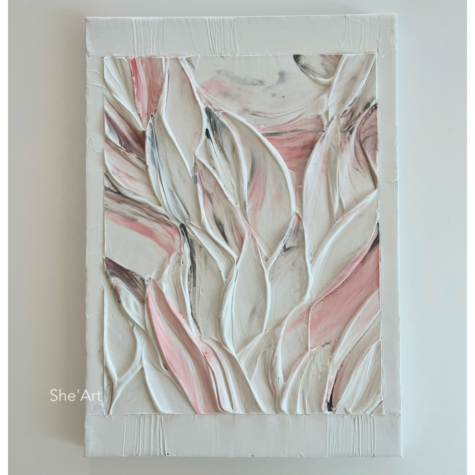 原画𝙈・frame・ピンクフラワー モダンアート・北欧・テクスチャー