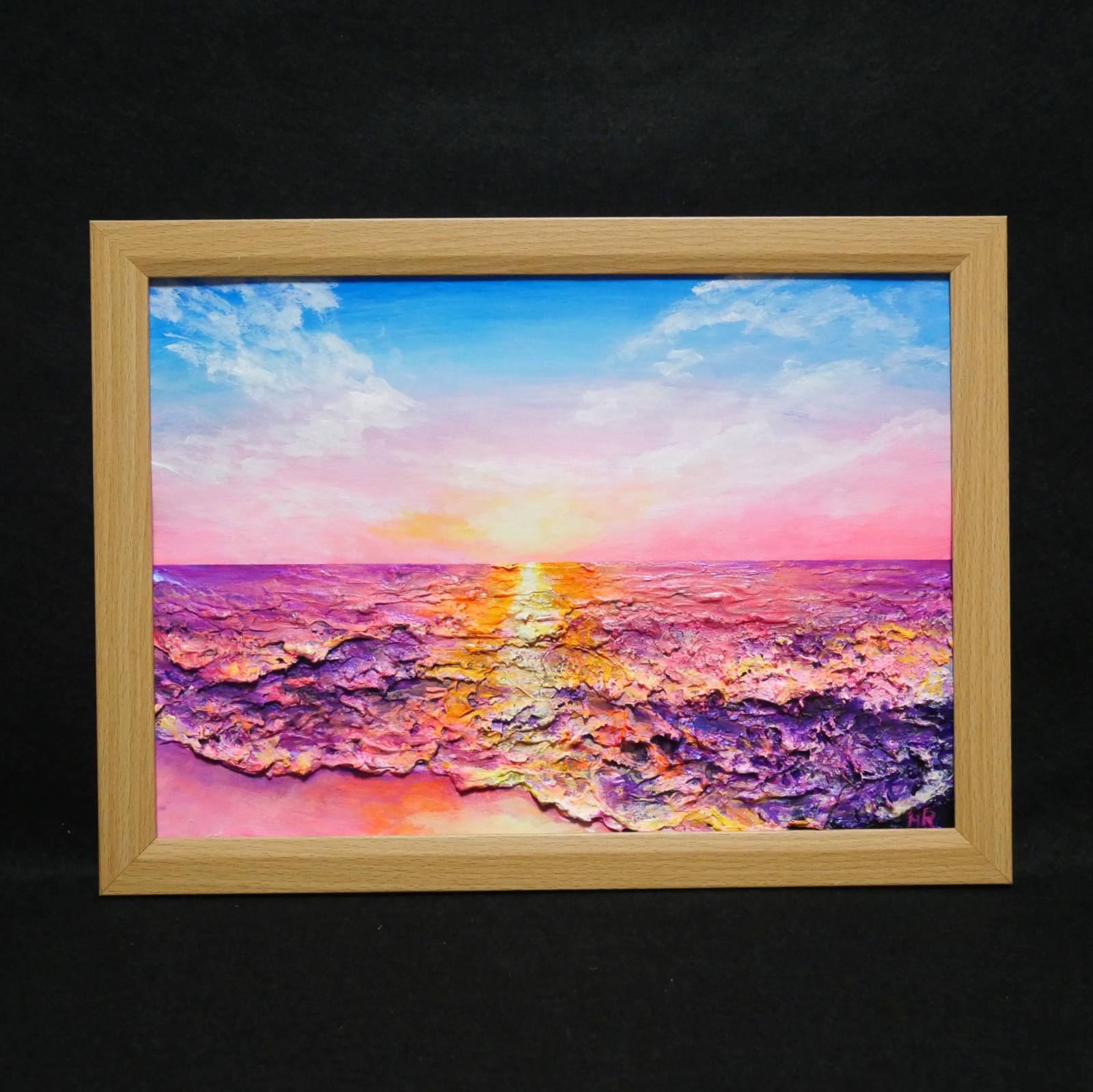 油絵 油彩 油彩画 絵 絵画 【ピンクの夕焼け】 - HR | minne byGMO