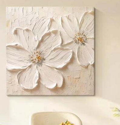 キャンバスアート テクスチャーアート 油絵 抽象画 花 フラワー 手描き