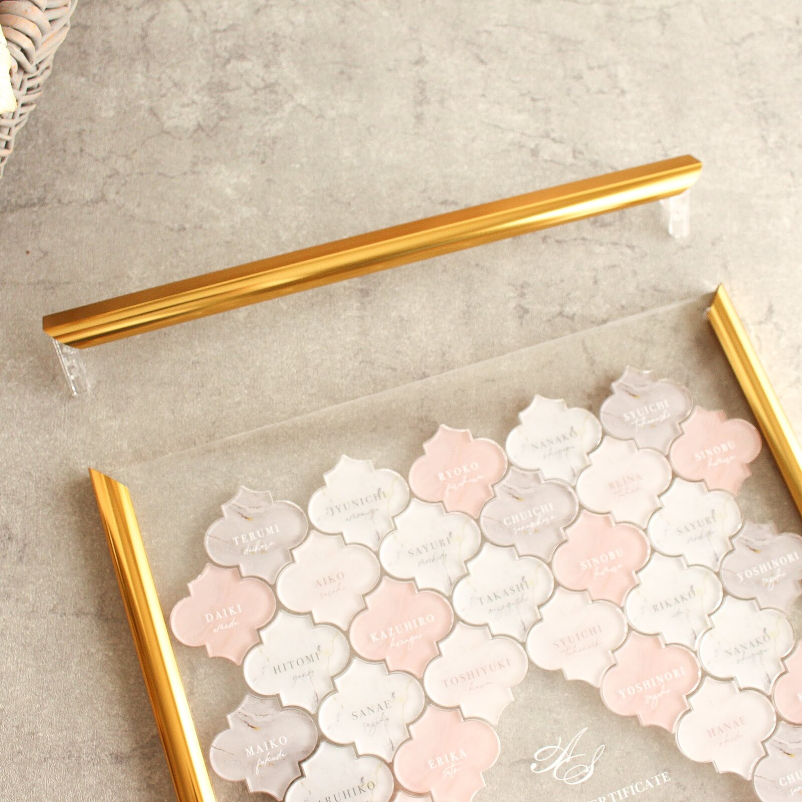 モロッカンタイル風 ゲスト参加型 アクリル結婚証明書 【A4・B4・A3