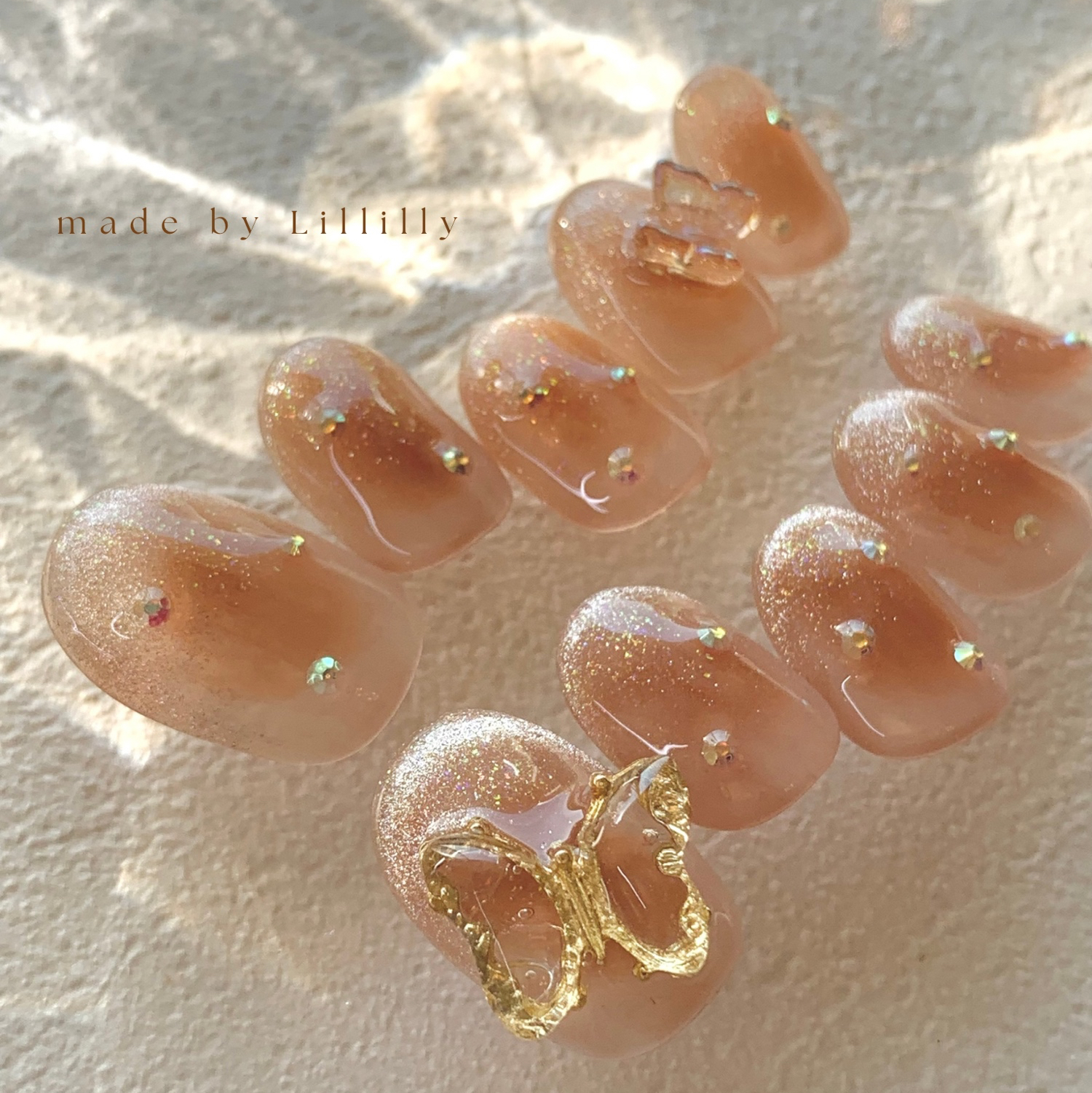 no167 チークネイル オレンジネイル マグネットネイル フレンチネイル