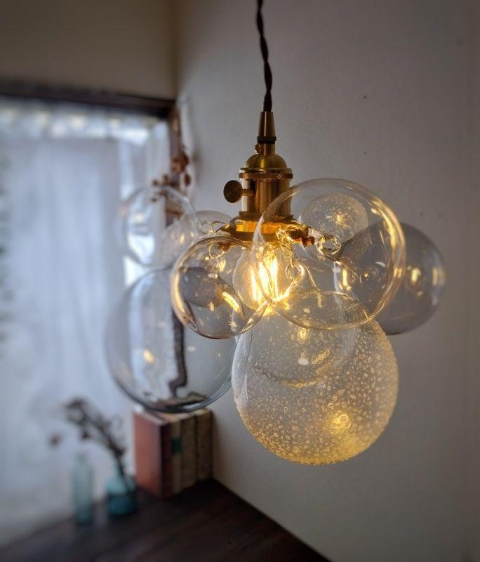 バブルガラスペンダントランプ クリア 灯具BK バブルランプ