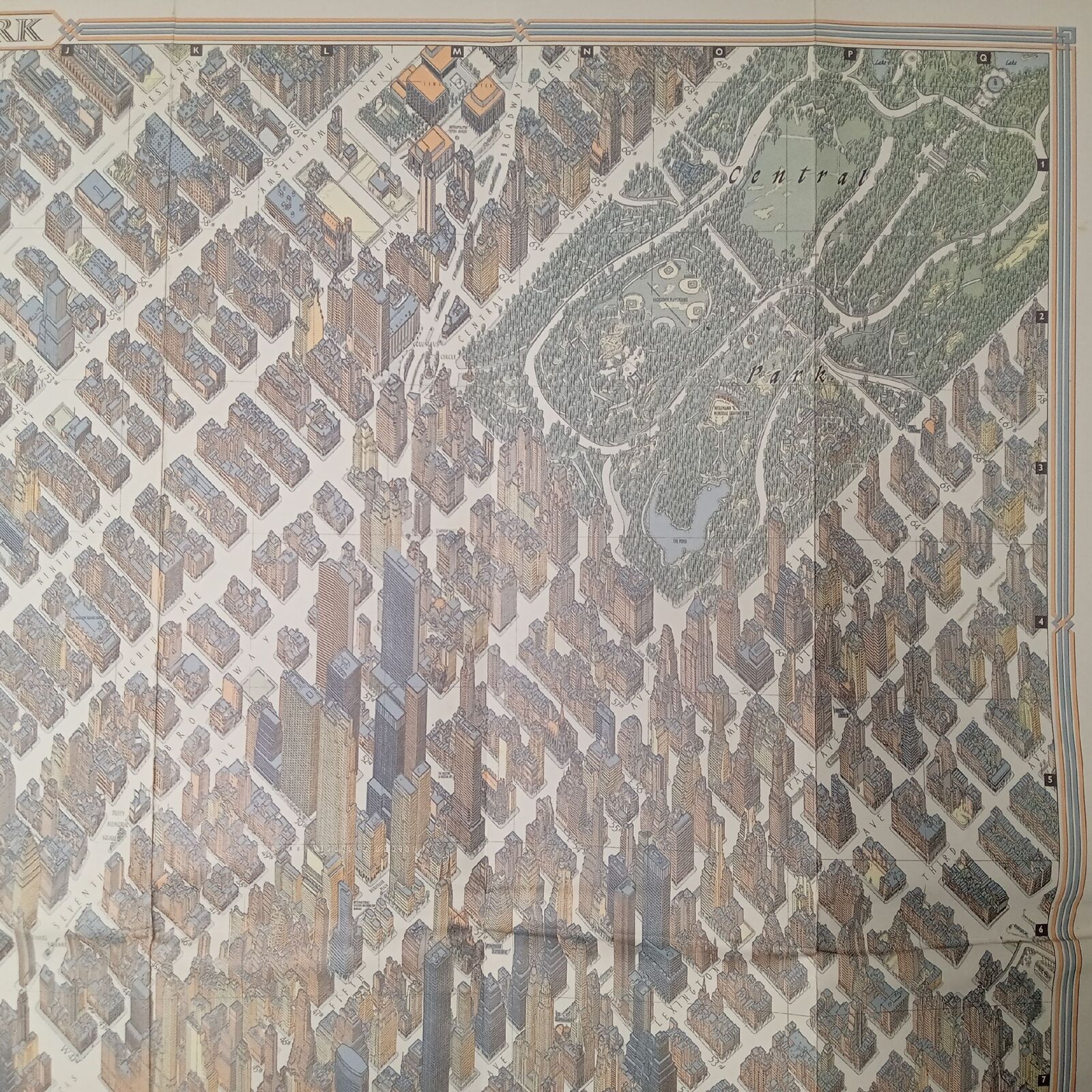 ニューヨーク 地図 超細密 鳥瞰図 マンハッタン ミッドタウン 1963