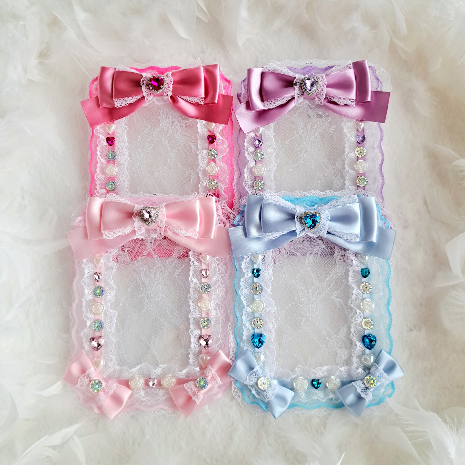 推し活グッズ 硬質ケース デコ 推し色リボン トレカケース 写真ケース