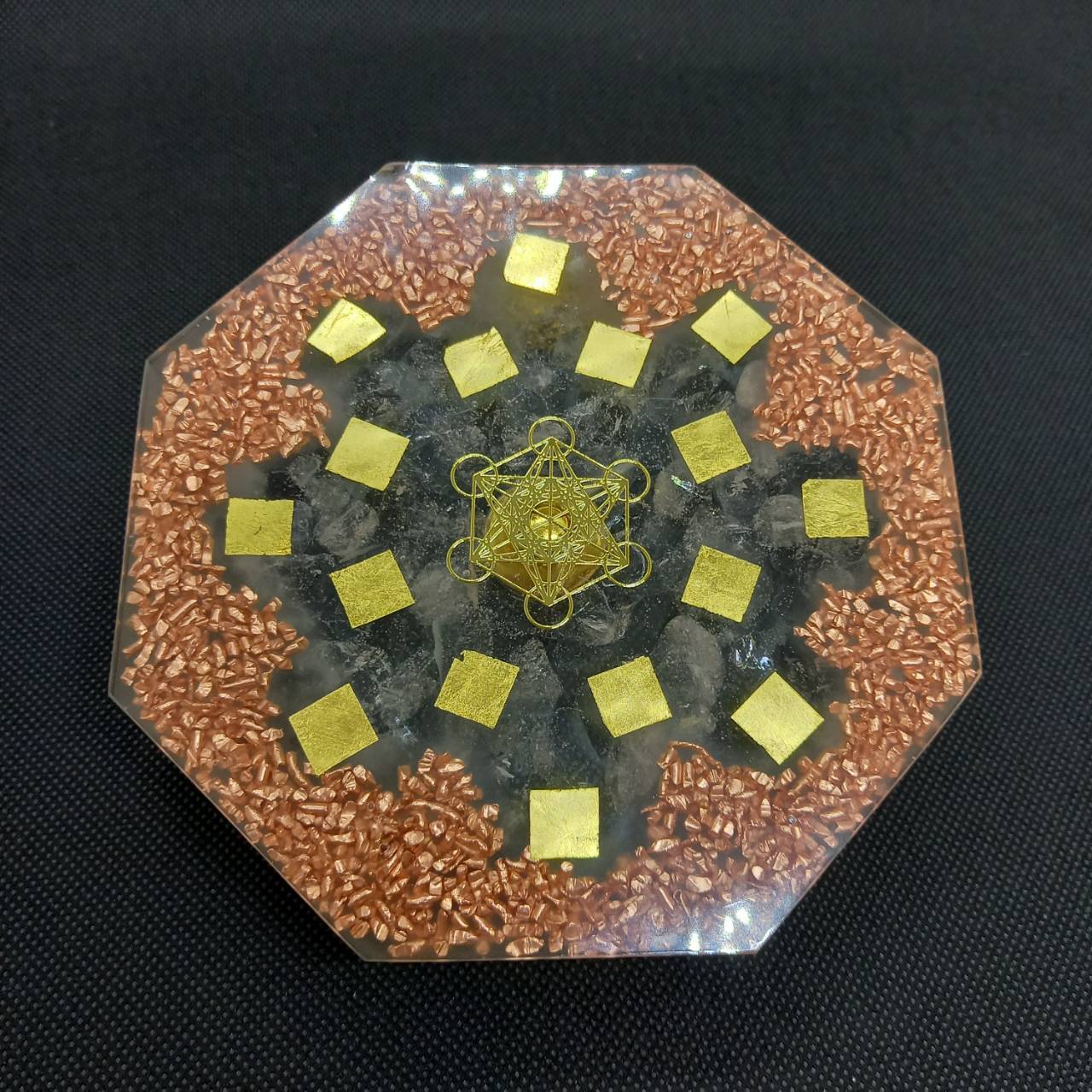 最強金運アップ『金運万倍 進化形オルゴナイト八角形プレート』金運万