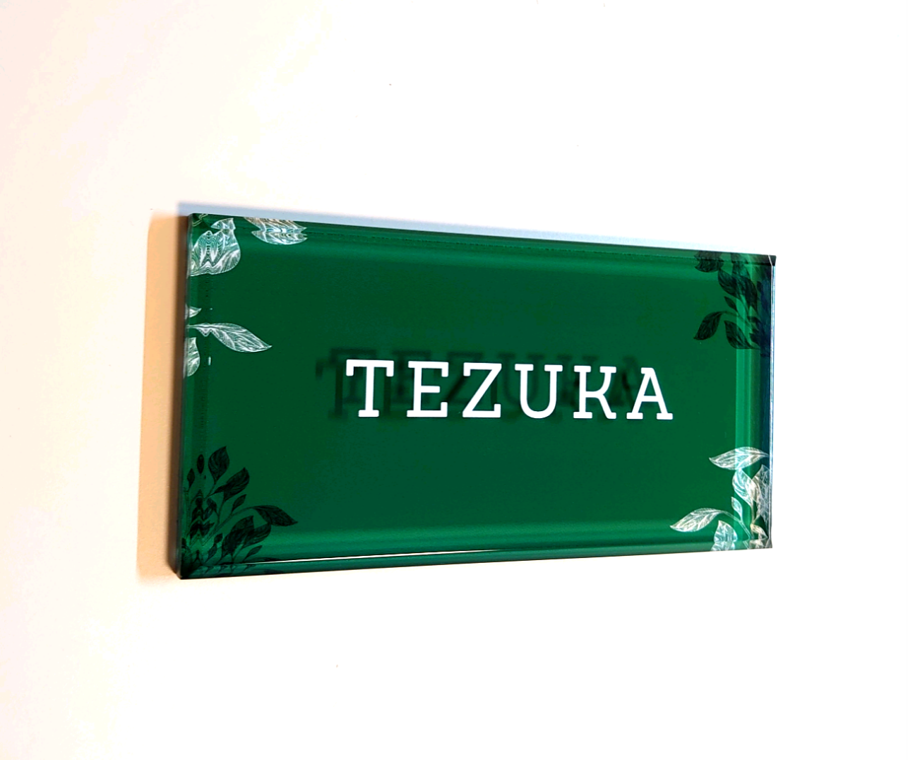 屋外対応】アルコールインクアート背景のアクリル表札＊透明4辺45度