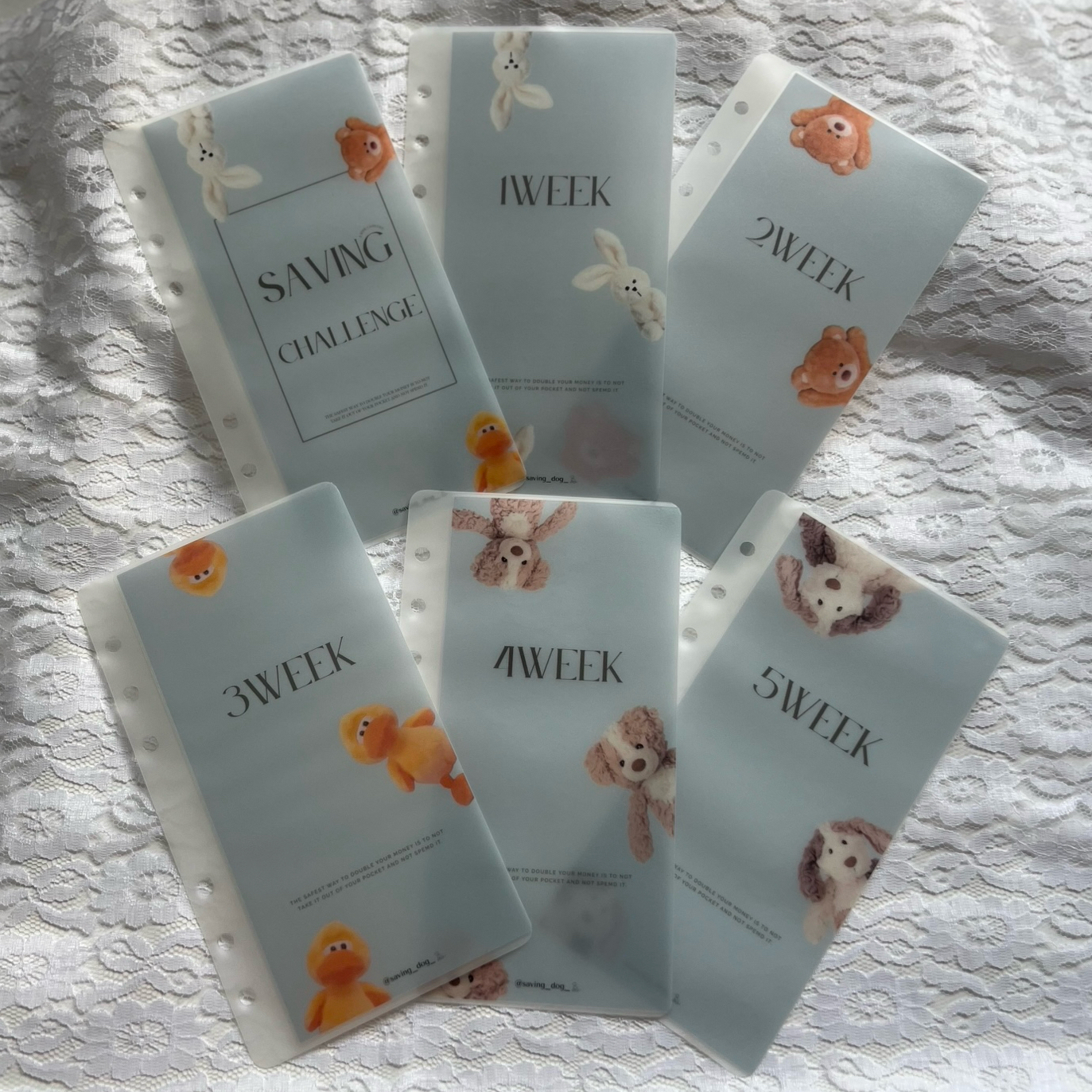 韓国で大人気！savingリフィル 貯金チャレンジ 1週間ごと ブルー