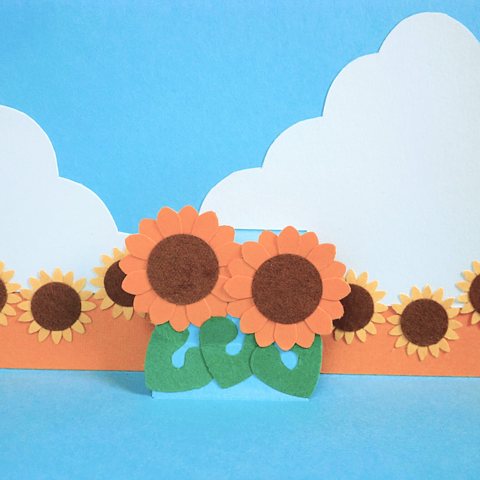 ポップアップカード☆ひまわり畑 夏のカード 暑中見舞い 立体カード