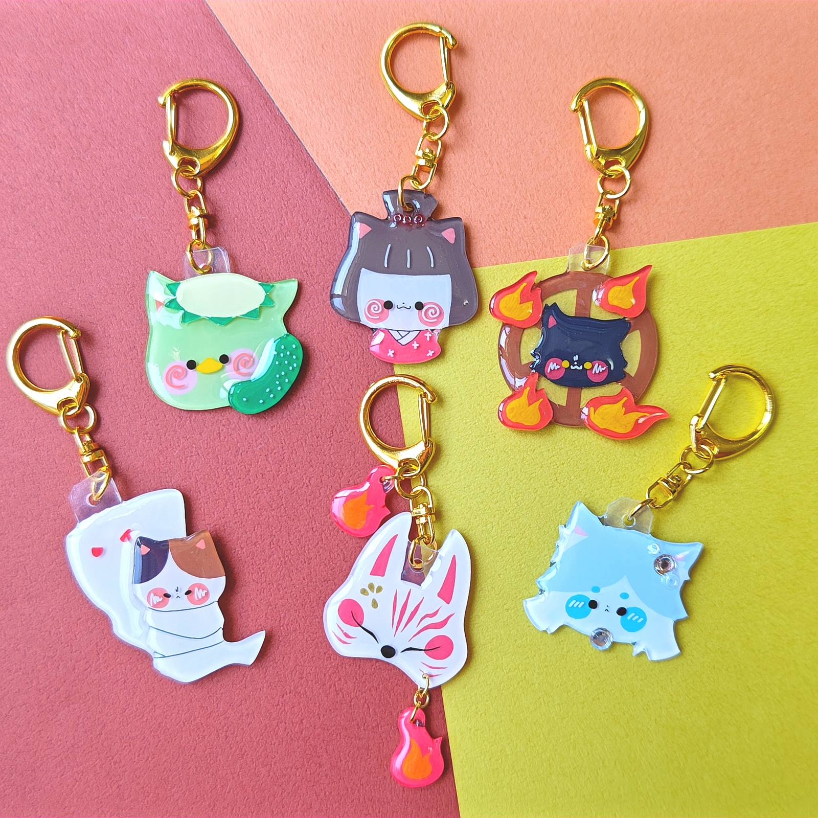 妖怪シリーズ「猫×輪入道！」ストラップ - みけねこちゃんSHOP | minne