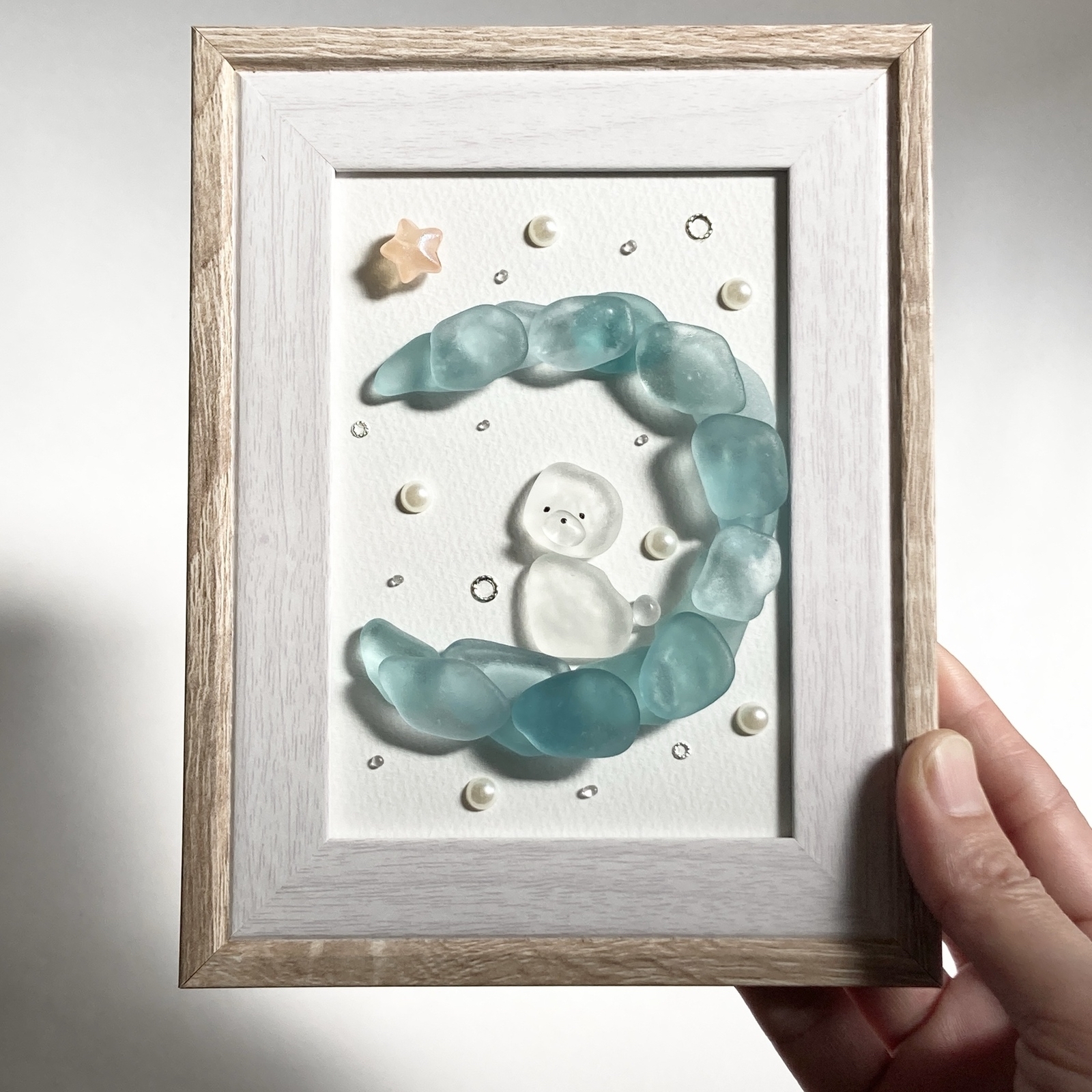 ビションフリーゼのお散歩 うちの子シーグラスアート - 海さんぽ