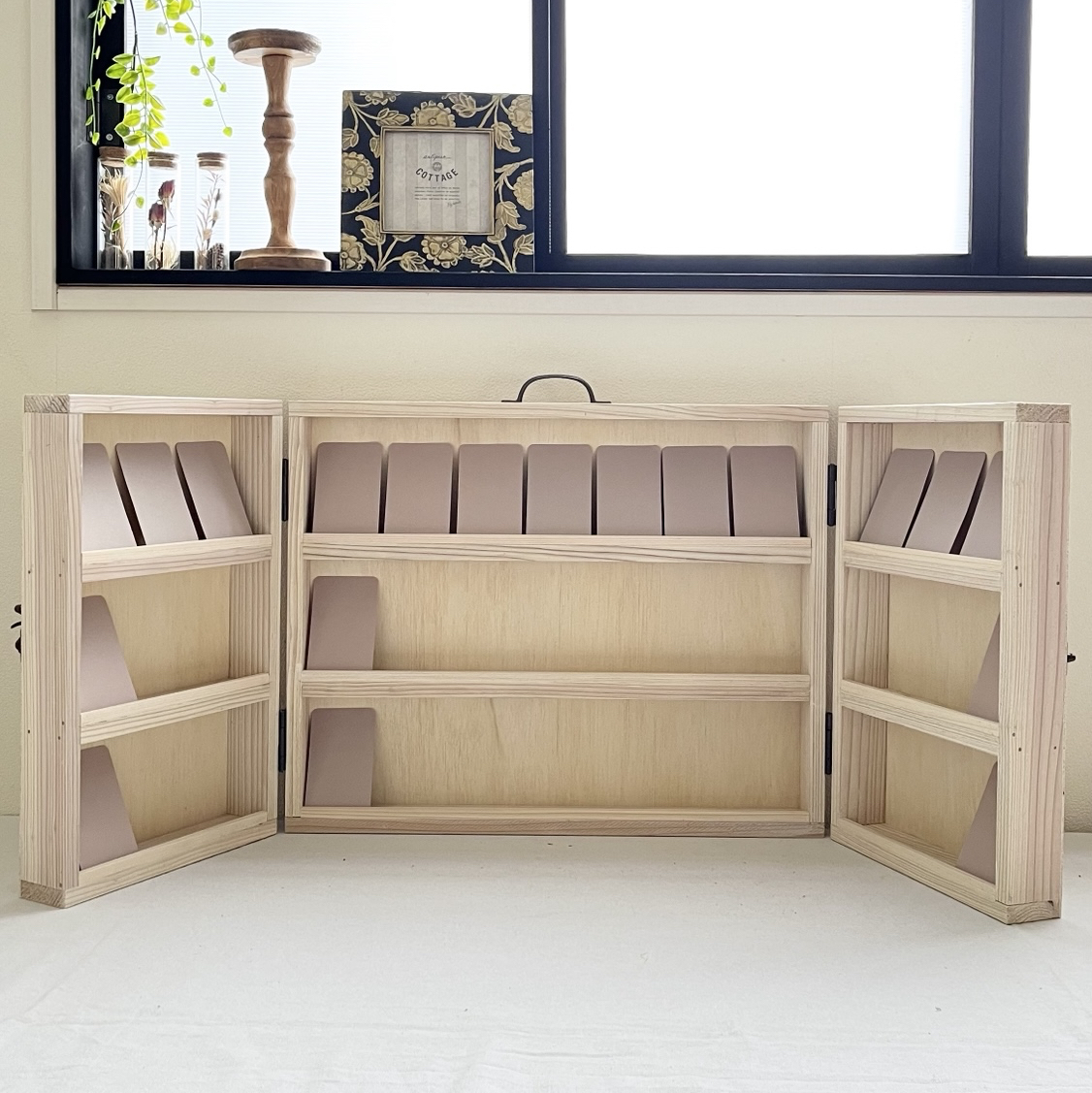 トランク型アイアンバーディスプレイボックス(ブラウン) - GRASS WOOD