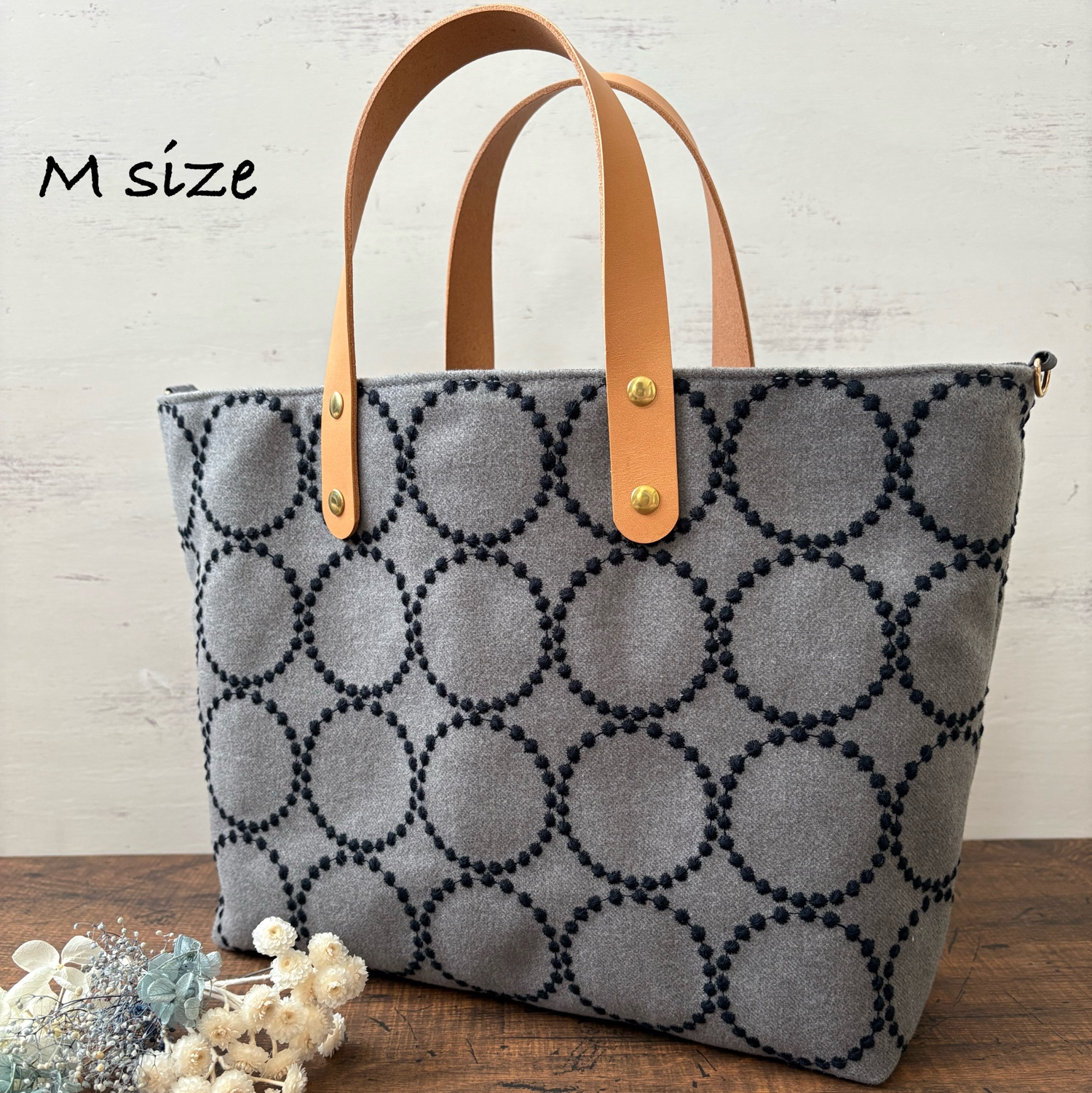 新色！！ グレー×ブラック ミナペルホネン 多機能 Mサイズ トート