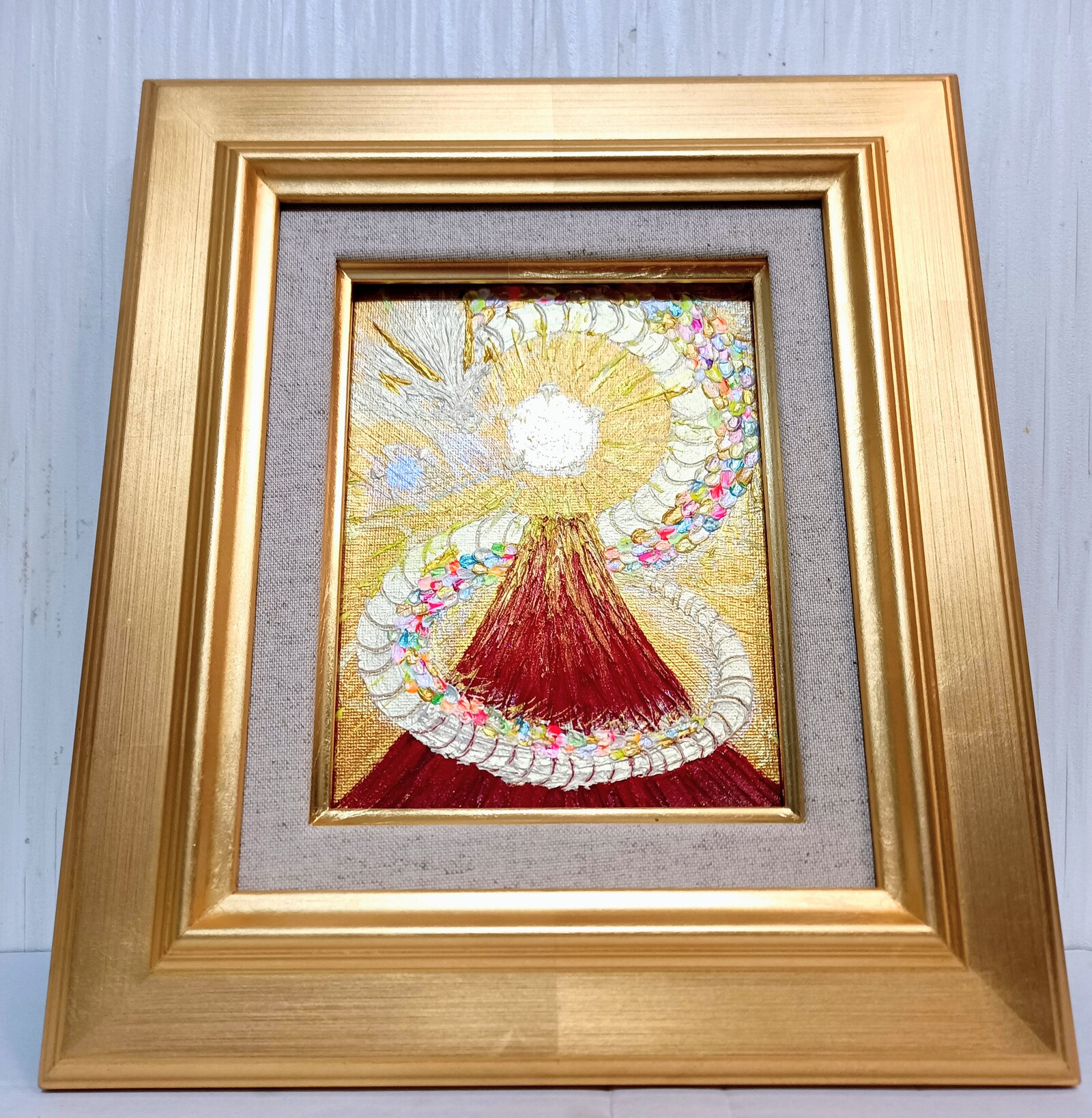 開運絵画 宇宙と金龍 龍神様 運気上昇 金運 健康運 仕事運 金箔