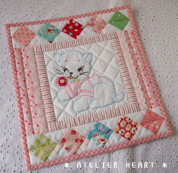 パッチワークキルト＊ヘキサゴンフラワーの爽やかグリーン＊ - ATELIER