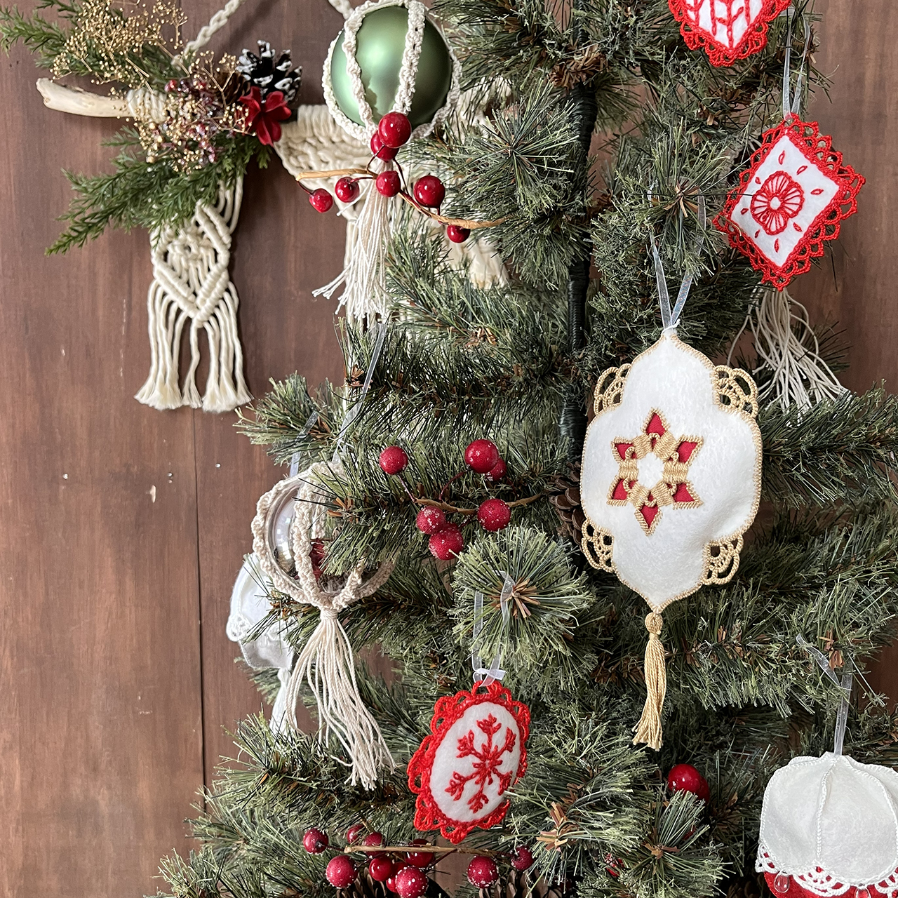クリスマスオーナメント3点セット ヘデボ刺繍 - PV knot | minne byGMO
